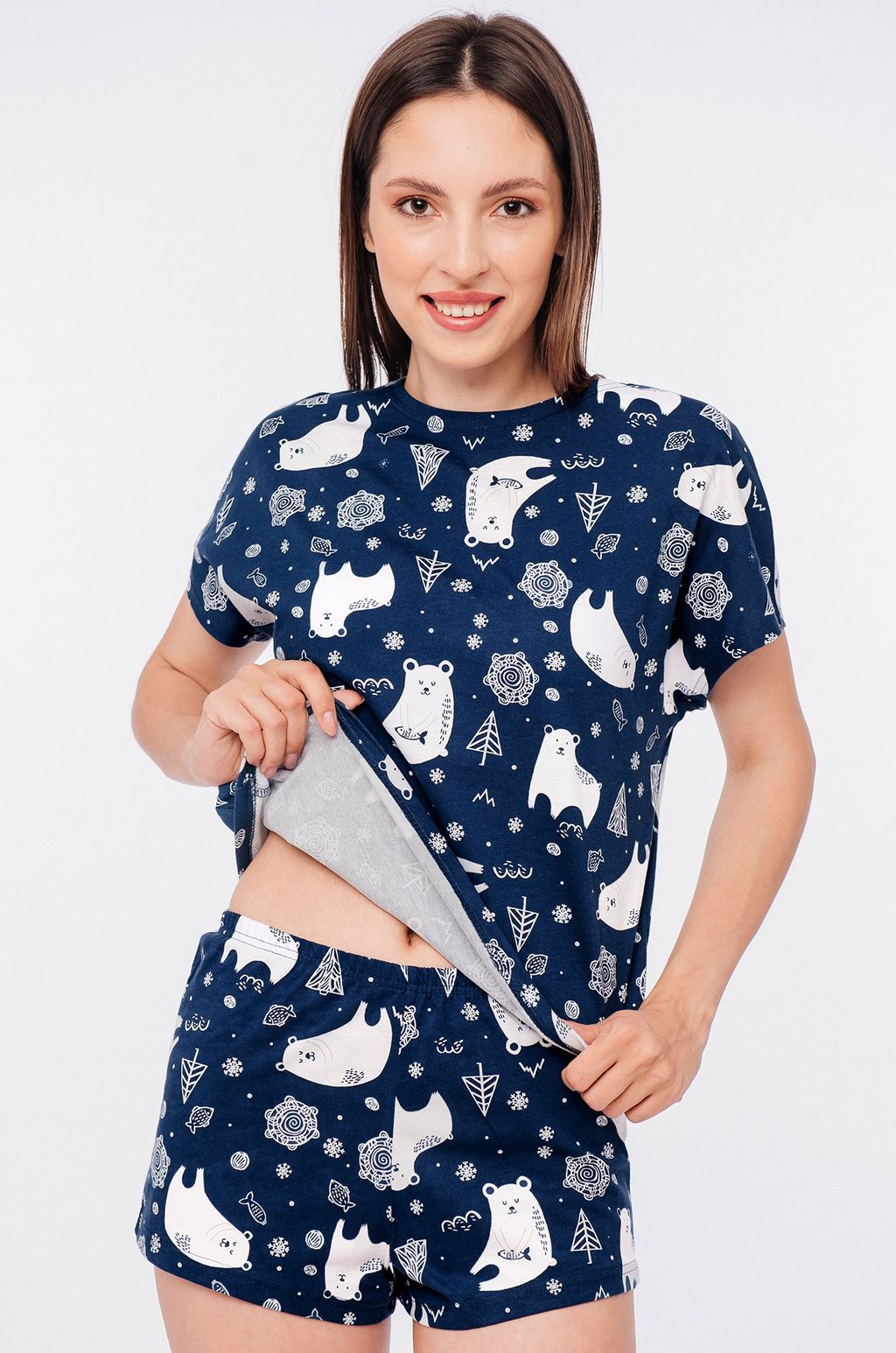 Женская новогодняя пижама с шортами Happyfox