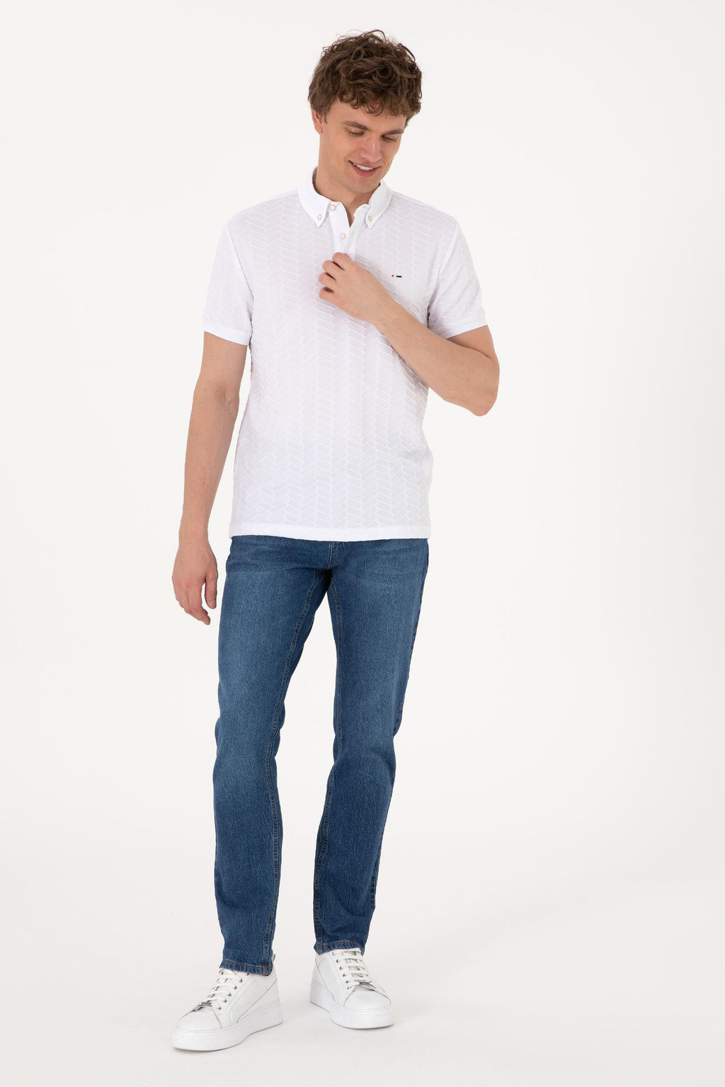 Erkek Slim Fit Polo Yaka Beyaz Dokulu Ti__rt Sepette S_rpriz _ndirim - U.s. polo assn фото 11