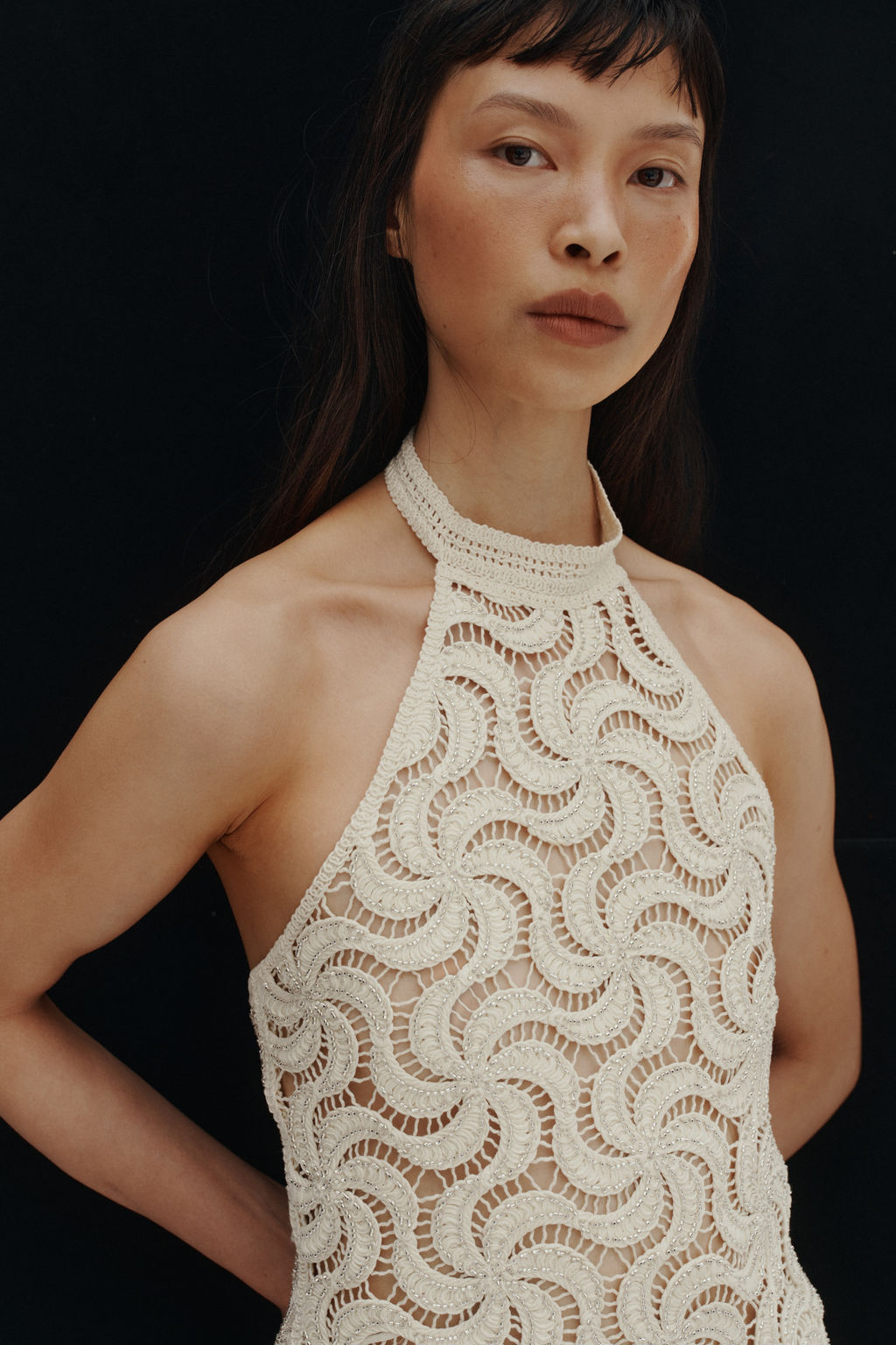 Top halter efecto crochet con cuentas - H&m фото 2