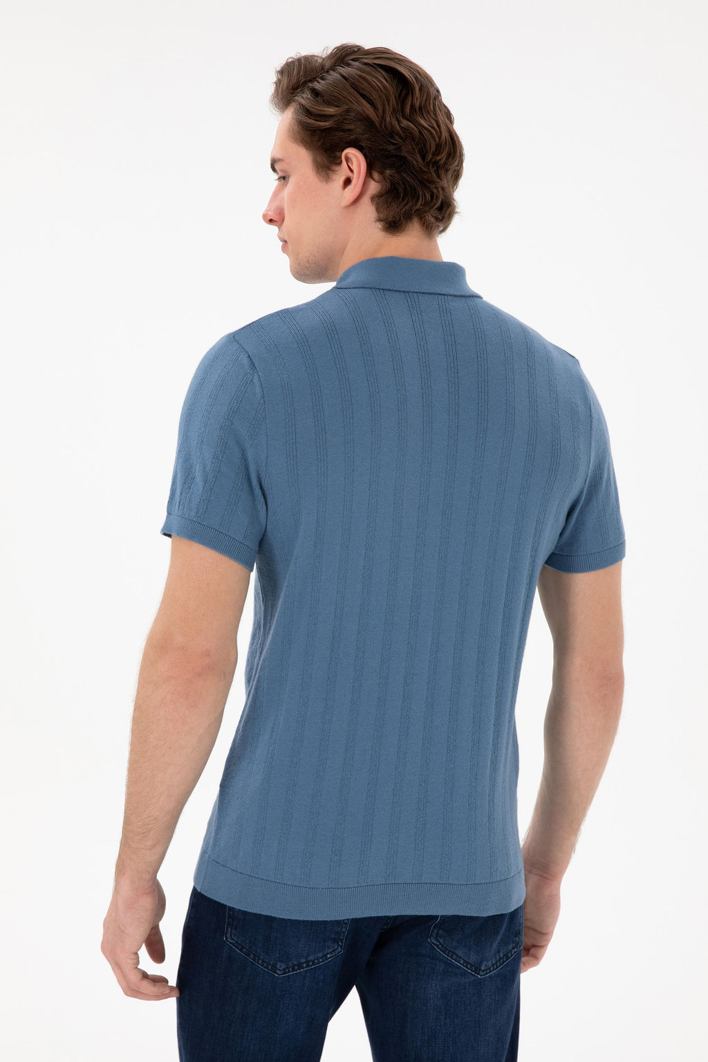 Erkek Slim Fit Polo Yaka Koyu Mavi Triko Ti__rt Sepette S_rpriz _ndirim - U.s. polo assn фото 5