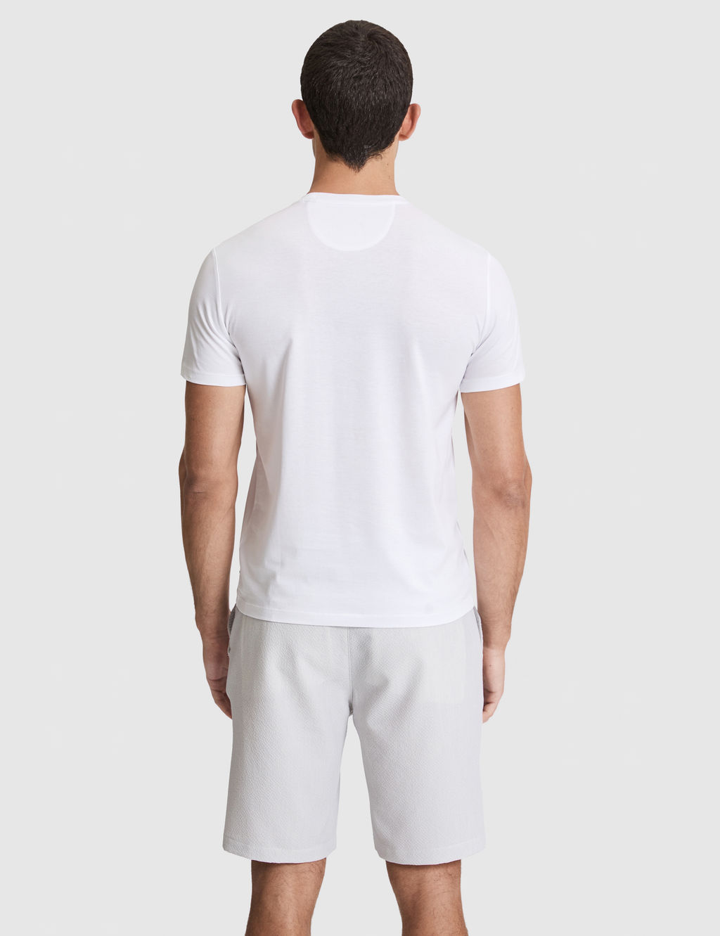 Beyaz Slim Fit %100 Pamuk Bisiklet Yaka Likral_ Basic Ti__rt