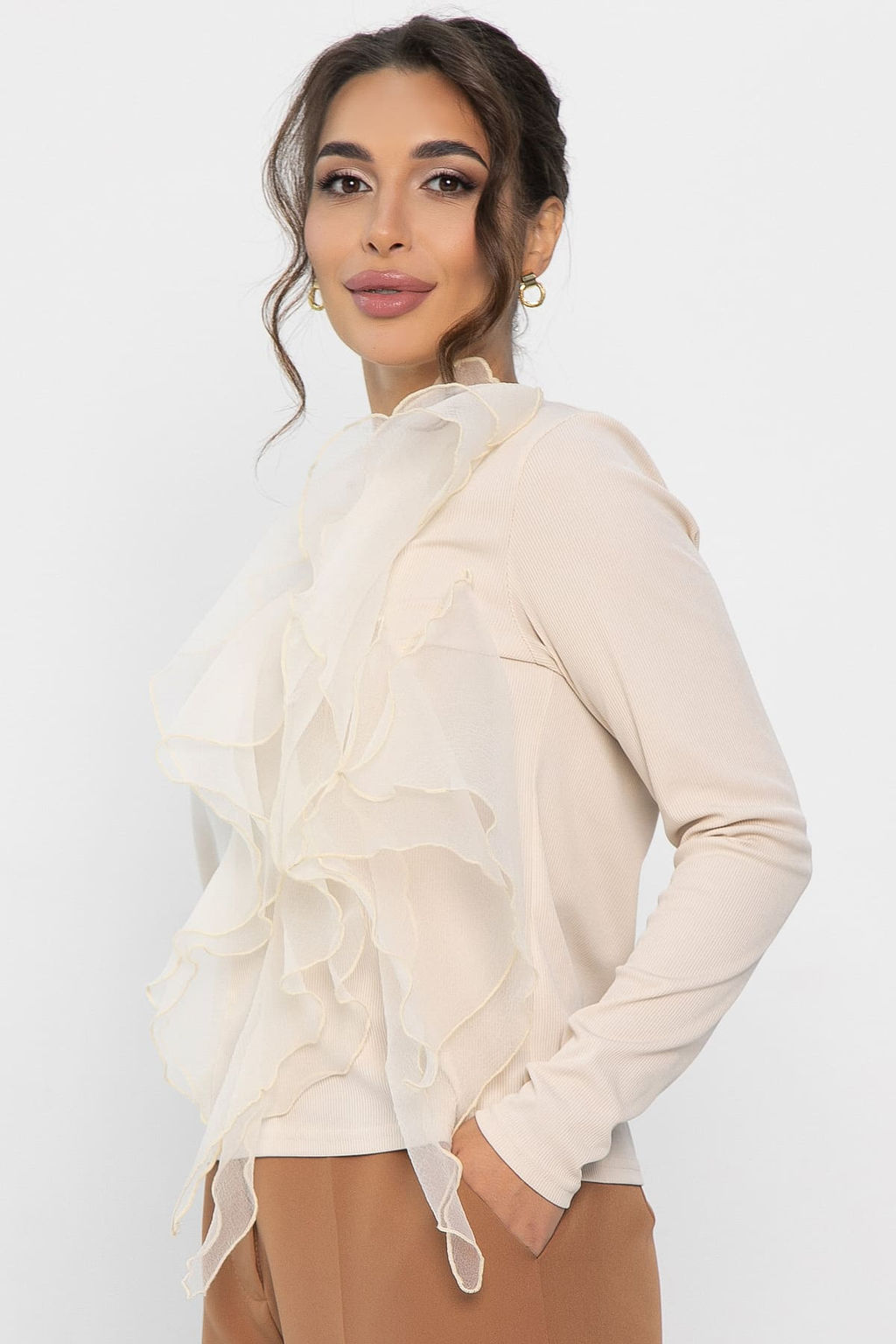 Блуза Риана (трикотаж Лапша и органза) - Lt collection фото 2