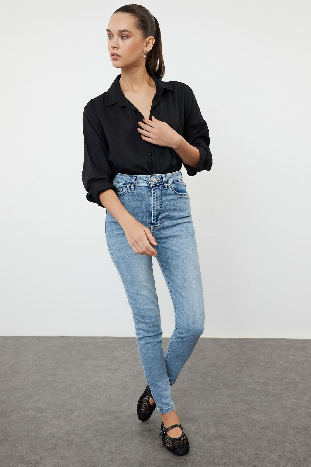 Ac?k Mavi Premium Yuksek Bel Esnek Skinny Jeans TWOAW25JE00000