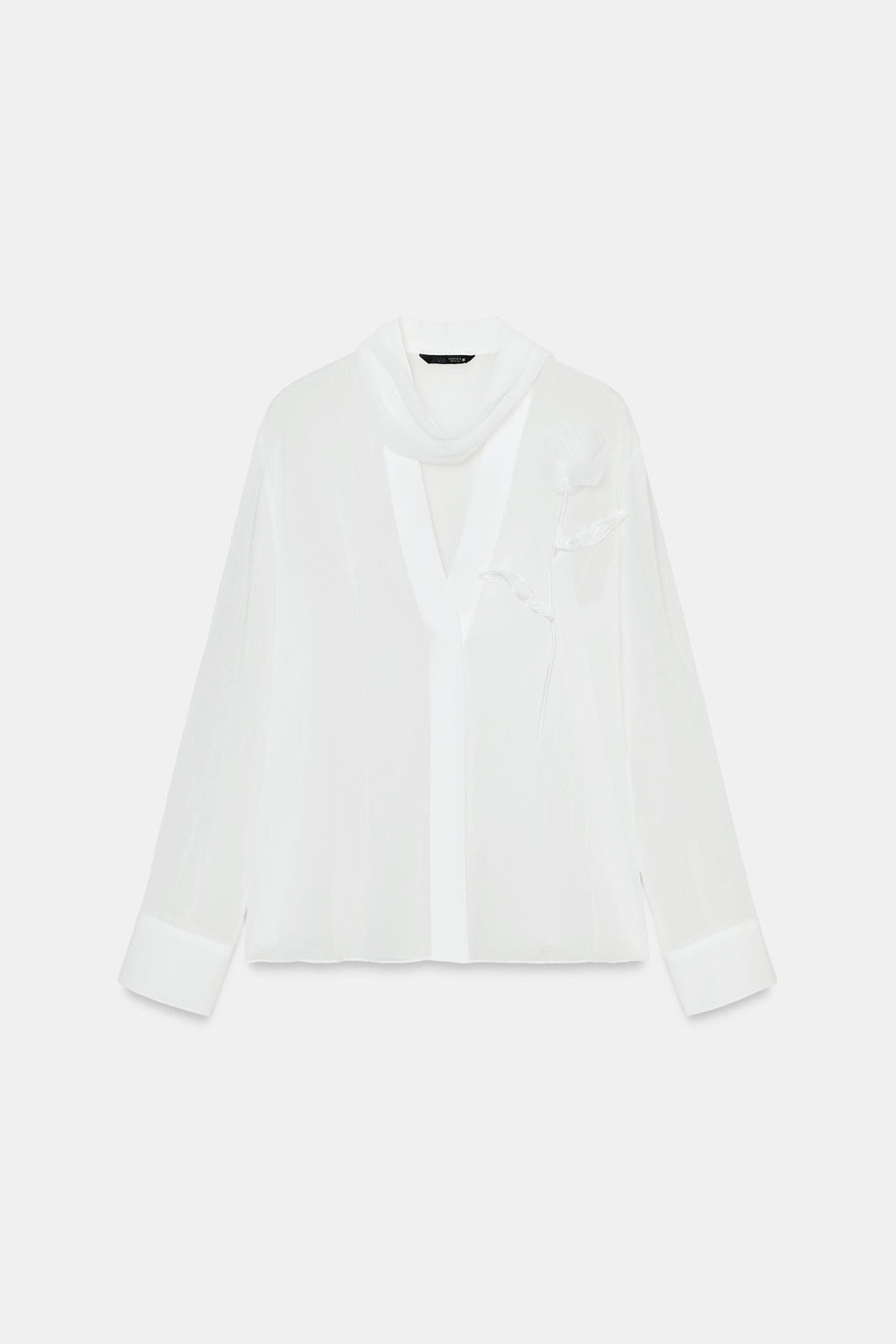 BLUSA SEMITRANSPARENTE FLOR / Blanco - Zara фото 8