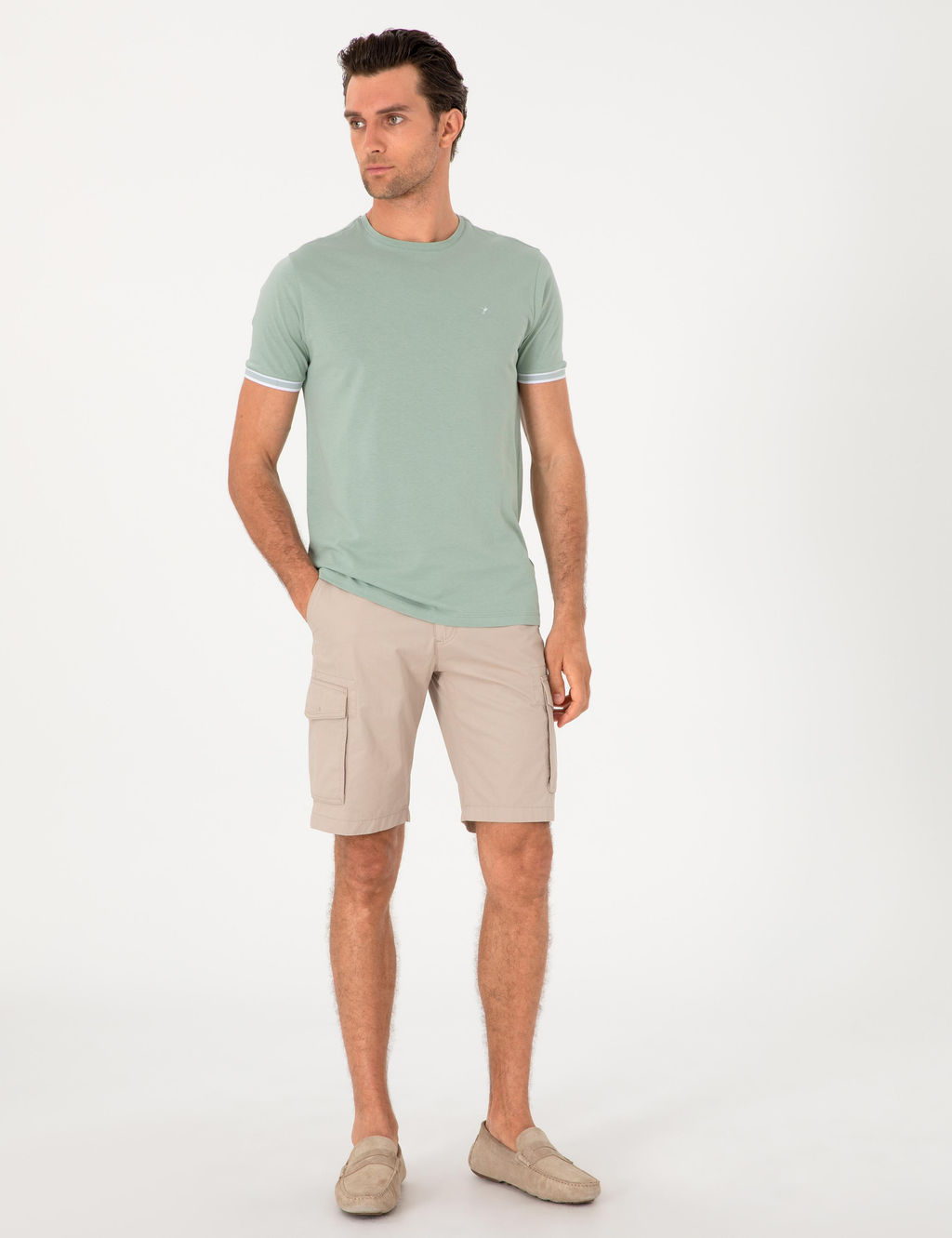 Bej Comfort Fit %100 Pamuk Bermuda _ort - Cacharel фото 3