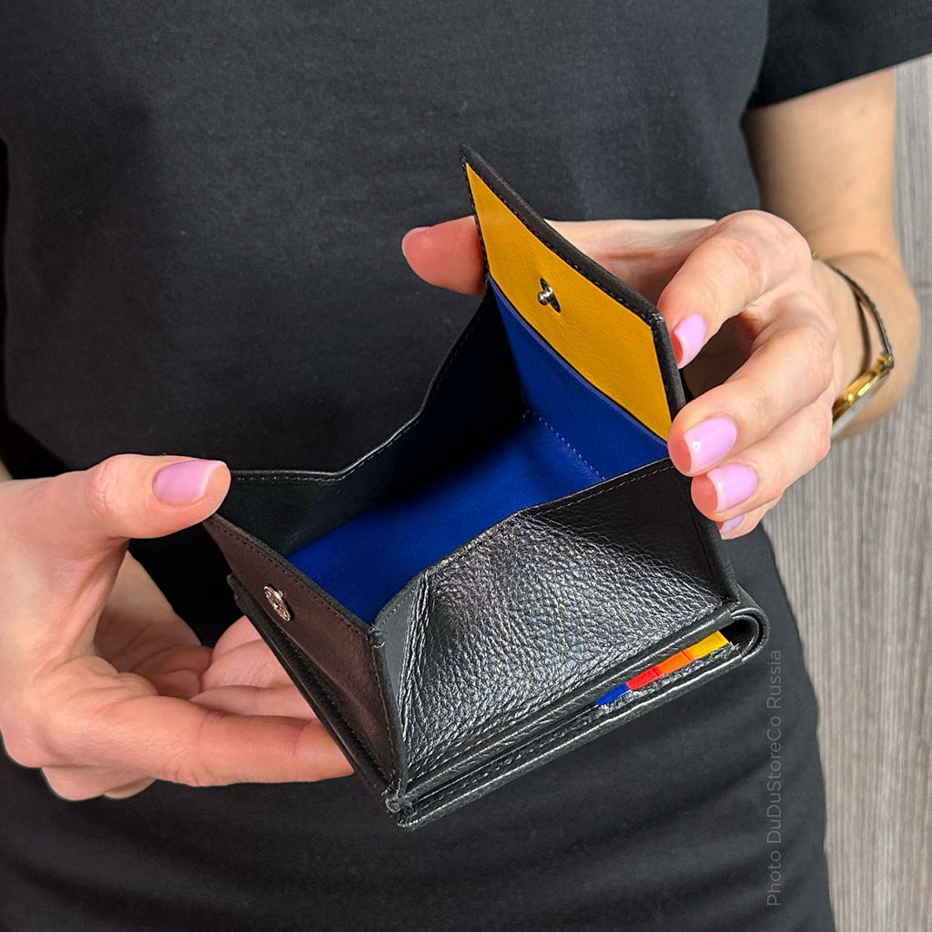Итальянский кожаный кошелек DuDu серии Flavio | черный