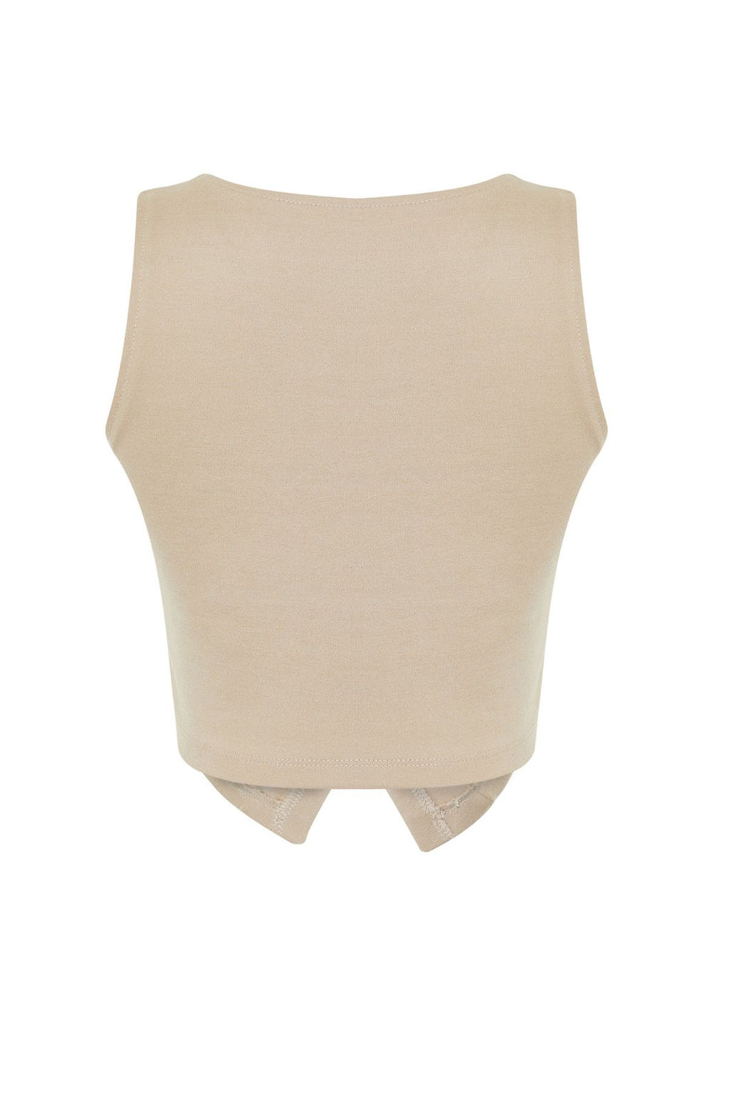 Vizon Dugme Detayl? V Yaka Crop Regular/Normal Kesim Esnek Orme Yelek TWOSS23YE00037