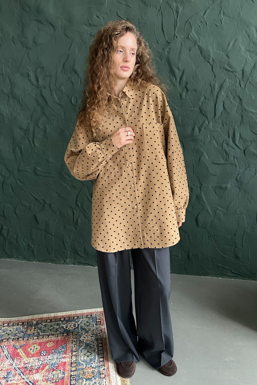 Рубашка женская HUG077/11/Бежевый, черный