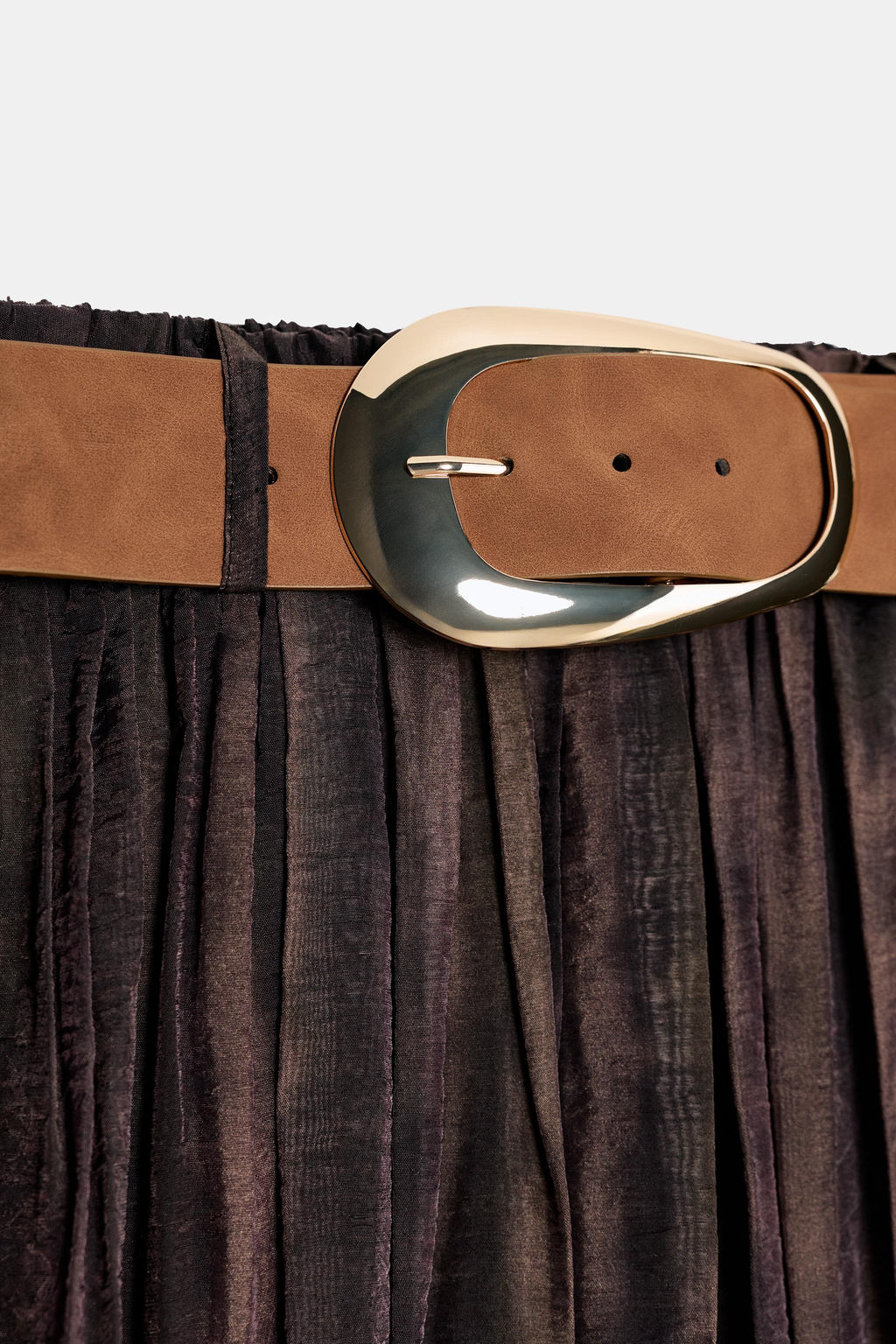 BLURRED PRINT MIDI SKIRT WITH BELT