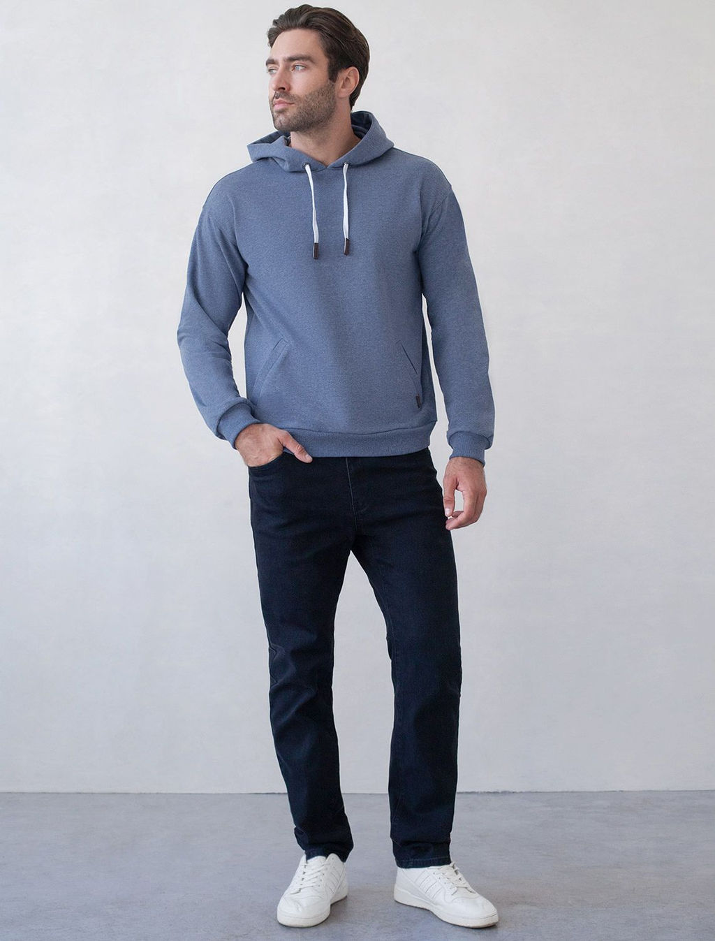 Худи из эластичного футера трехнитки с эффектом меланж