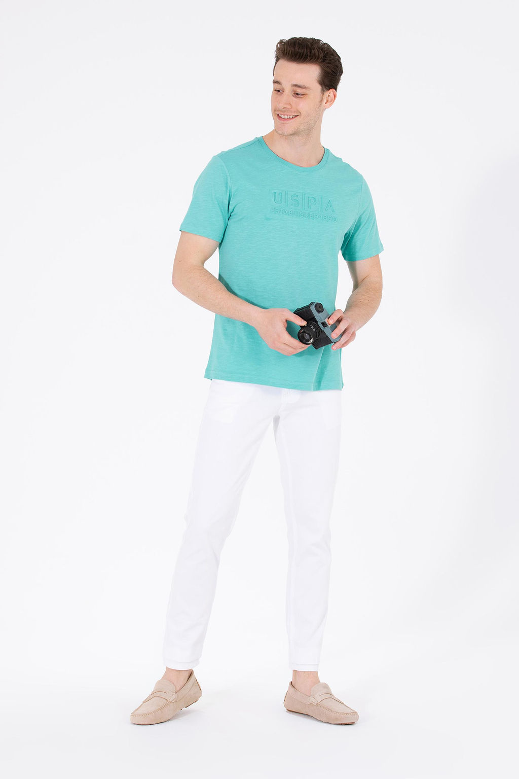 Мужская мятная футболка с круглым вырезом - U.s. polo assn фото 5