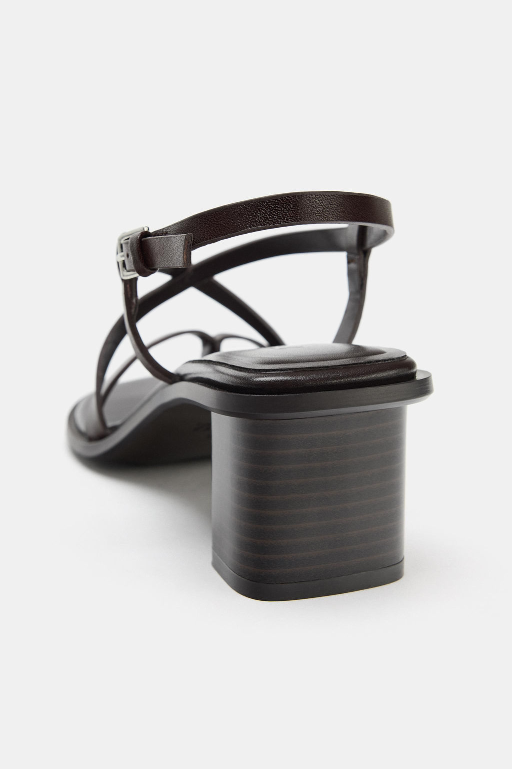 SANDALIA TAC?N ANCHO PIEL / Marr?n - Zara фото 6
