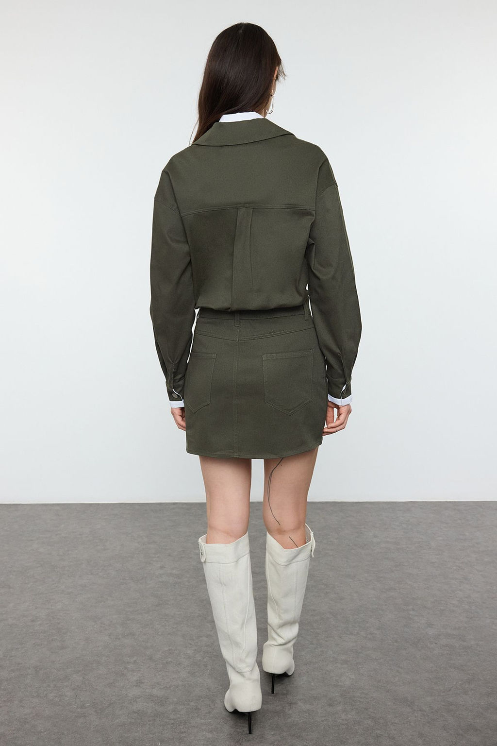 TRENDYOLMILLA Zumrut Yesili Duz Mini Dokuma Elbise TWOAW25EL00588  фото 9