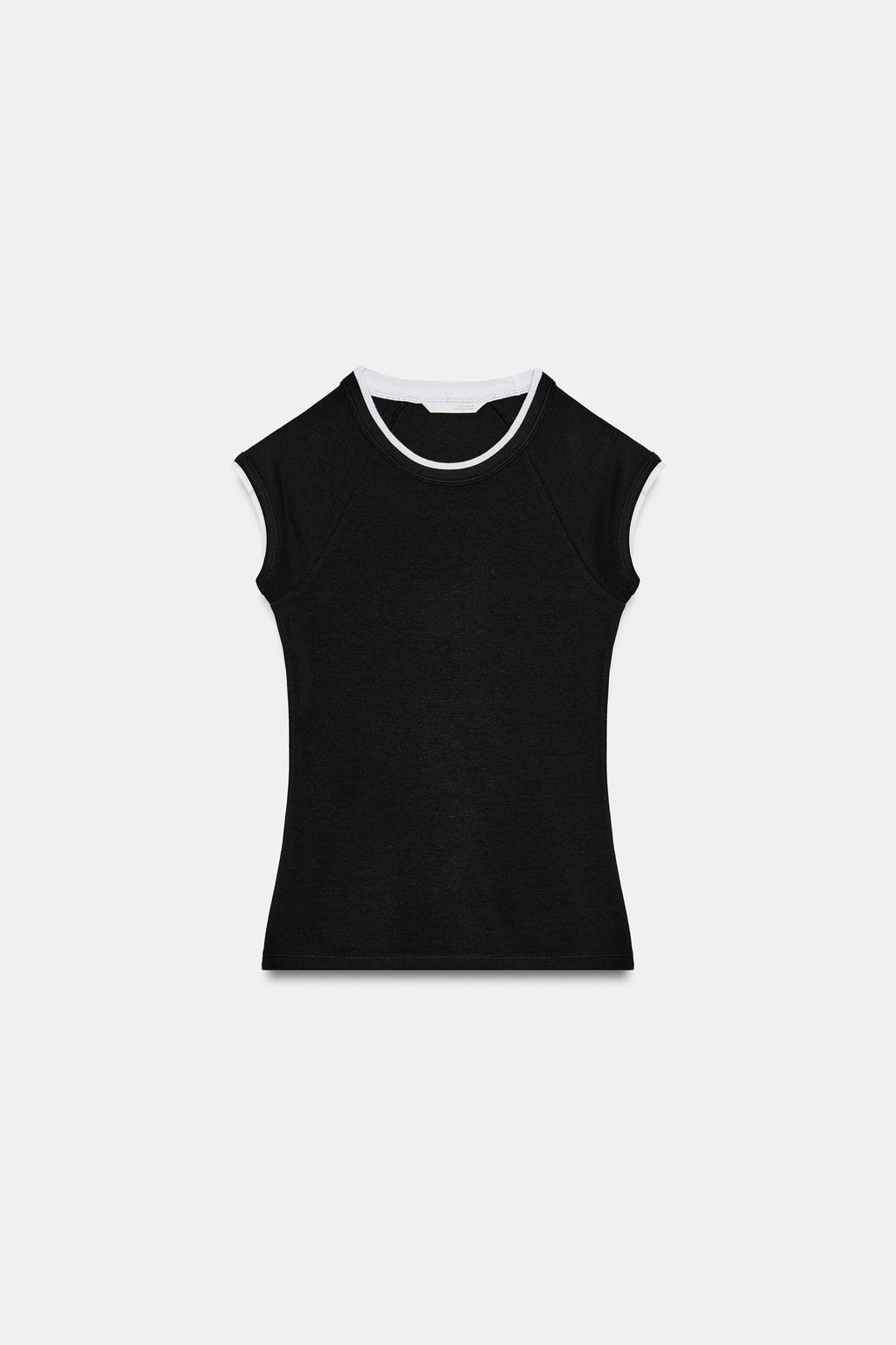 CAMISETA EFECTO DOBLE MANGA CORTA / Negro - Zara фото 5