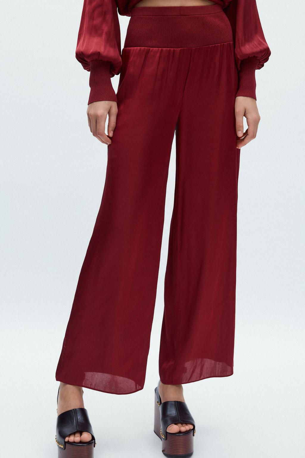 SATIN RIBBED TROUSERS - Zara фото 2