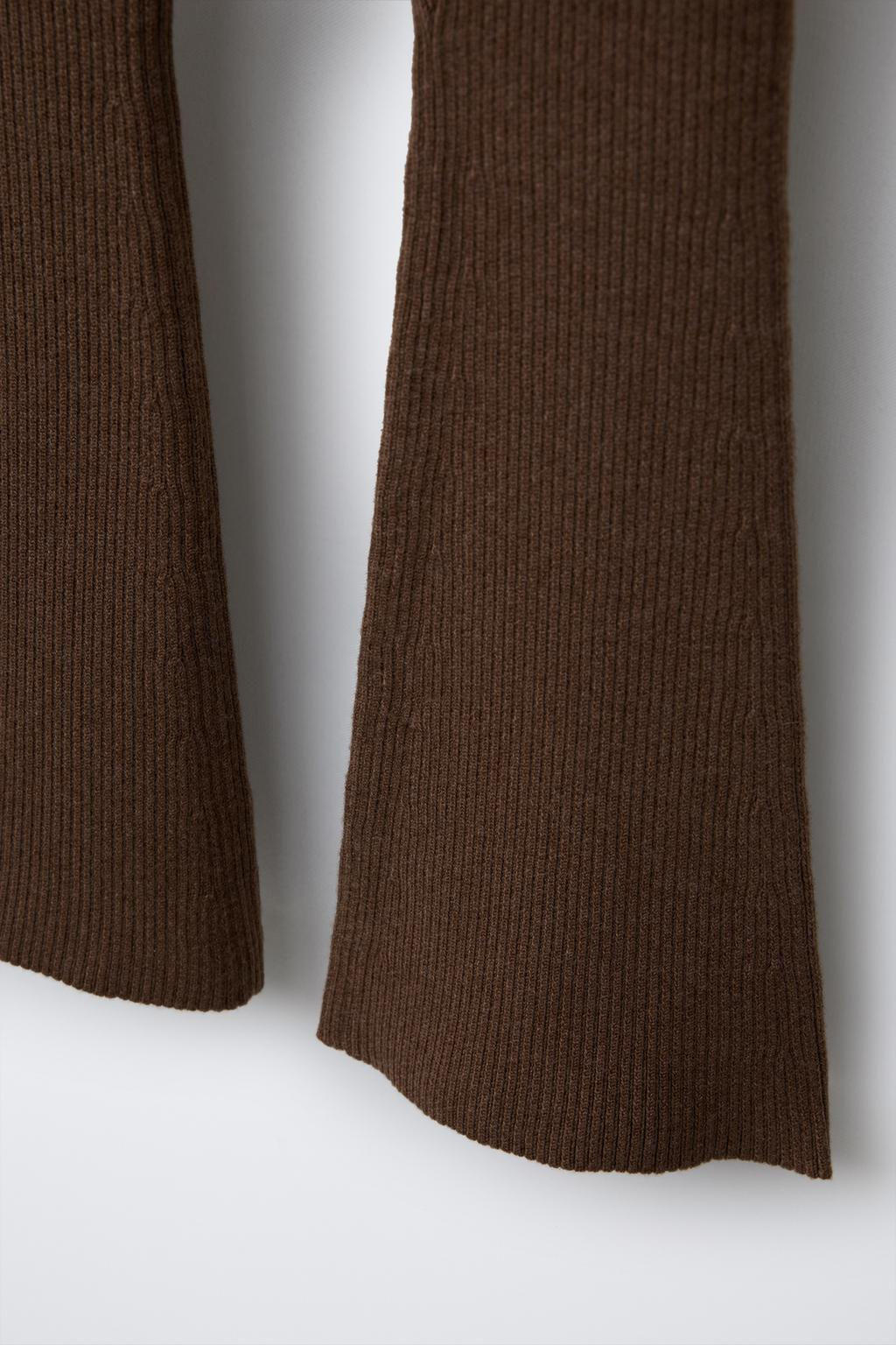 RIBBED FLARED TROUSERS - Zara фото 6