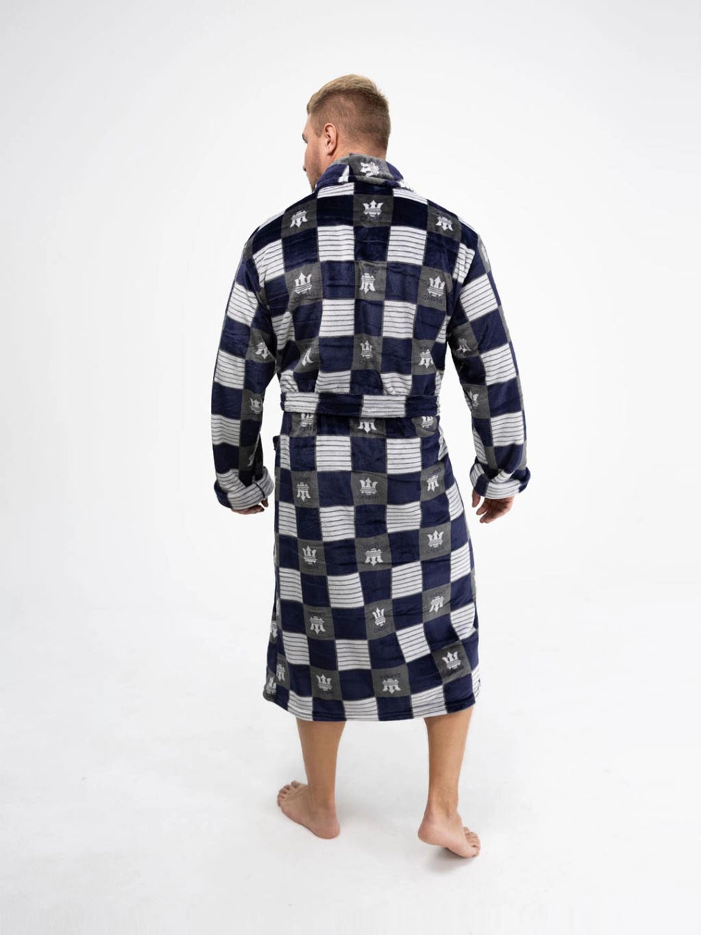 Халат мужской, цвет синий серый