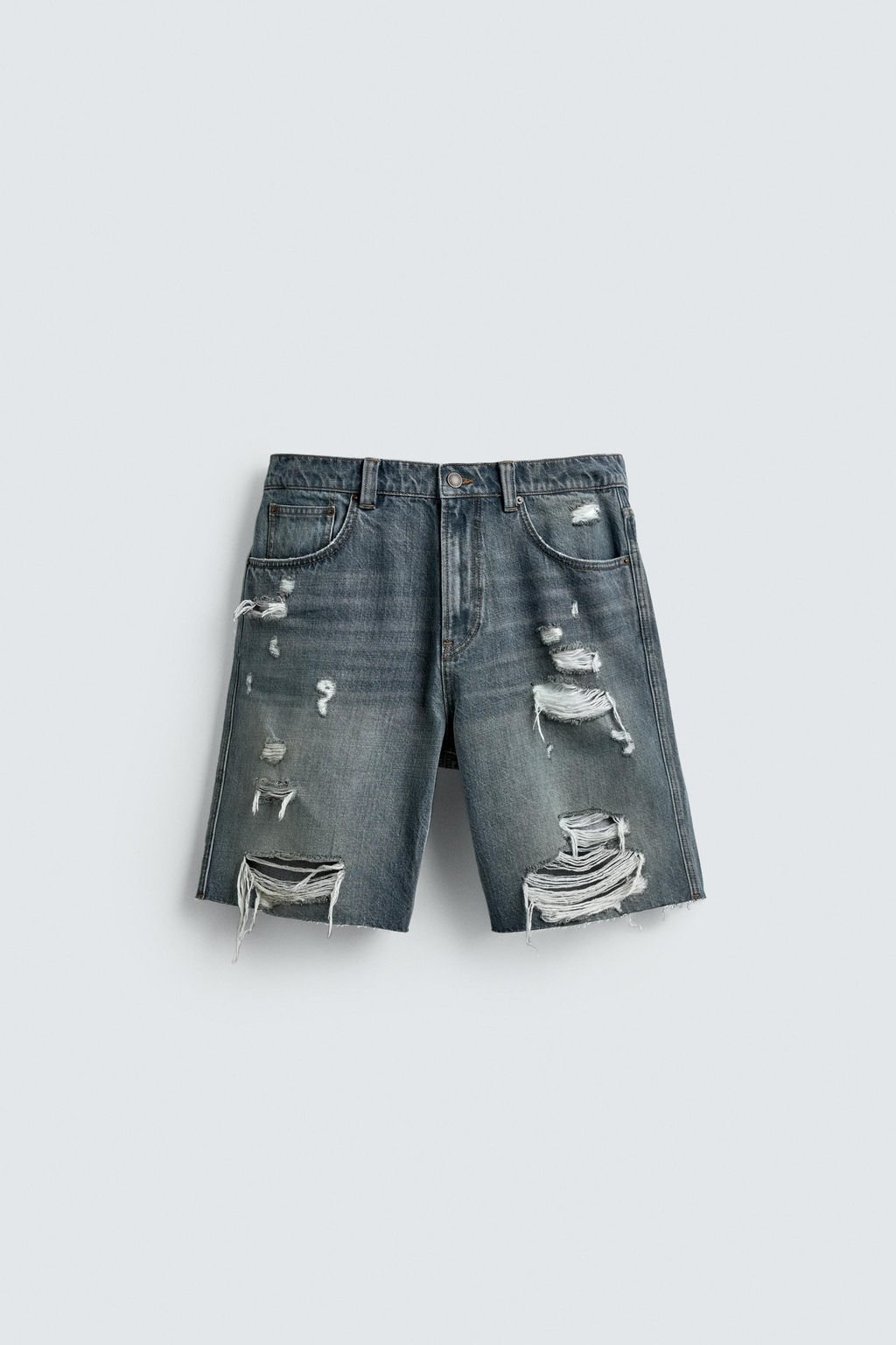 RIPPED DENIM BERMUDA SHORTS - Zara фото 6