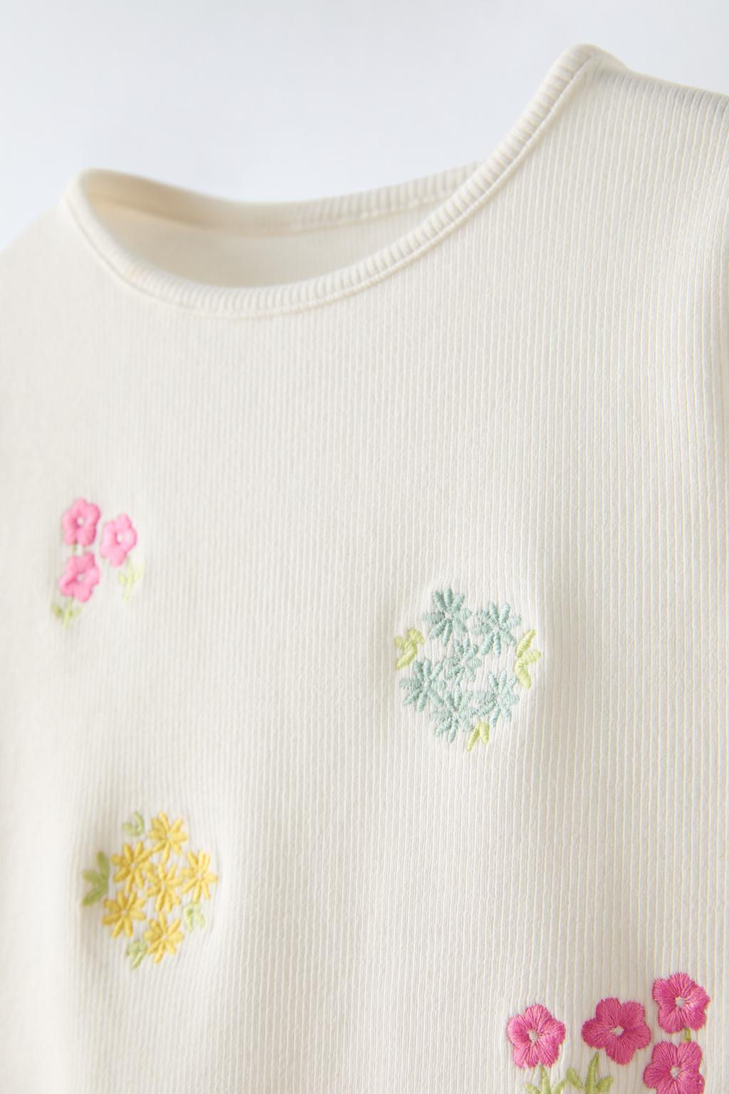RIBBED T-SHIRT WITH EMBROIDERY - Zara фото 5