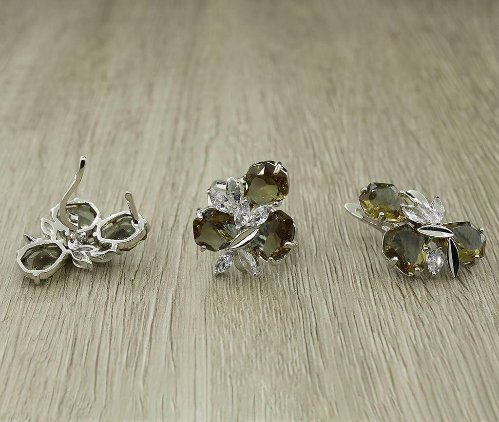 Комплект Султан-28, султанит, покрытие родий, размеры кольца:17, 18, 19, 20 - Agat77 фото 3