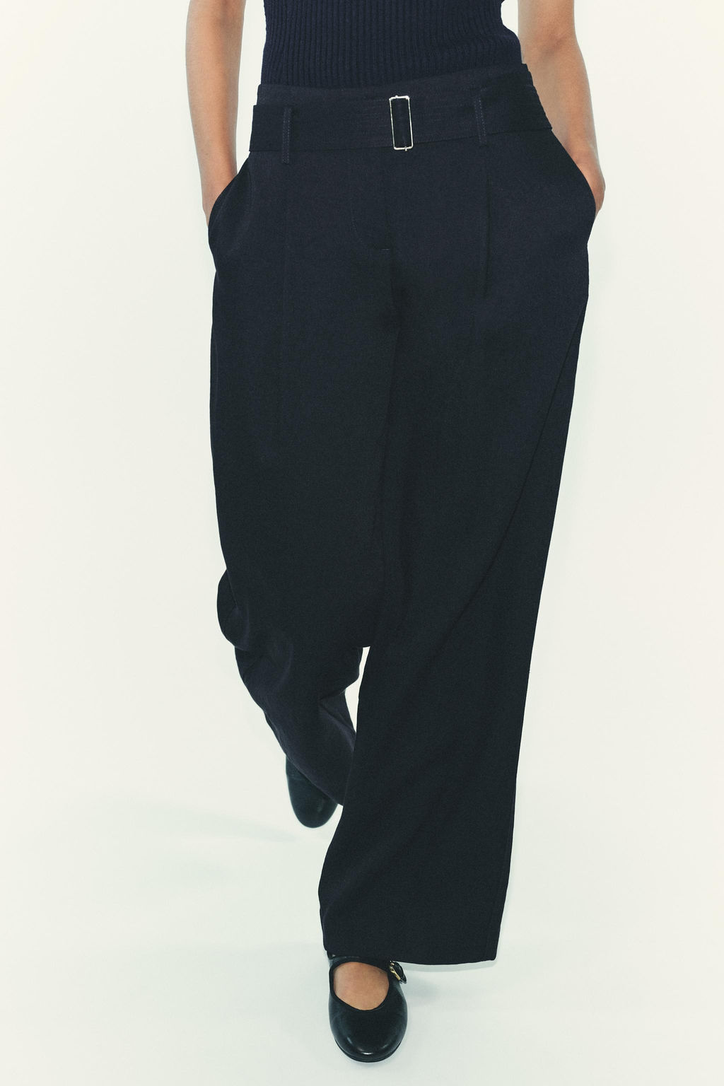 BELTED WIDE-LEG TROUSERS - Zara фото 4