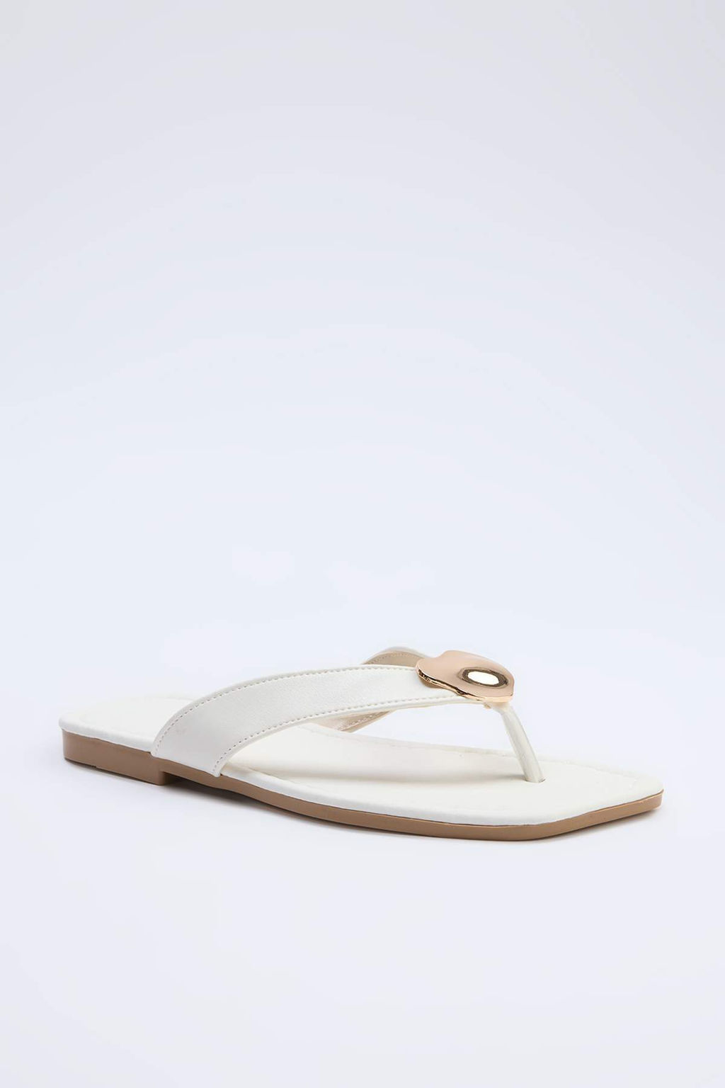 Beyaz Gold Toka Detayl? Kad?n Parmak Aras? Terlik