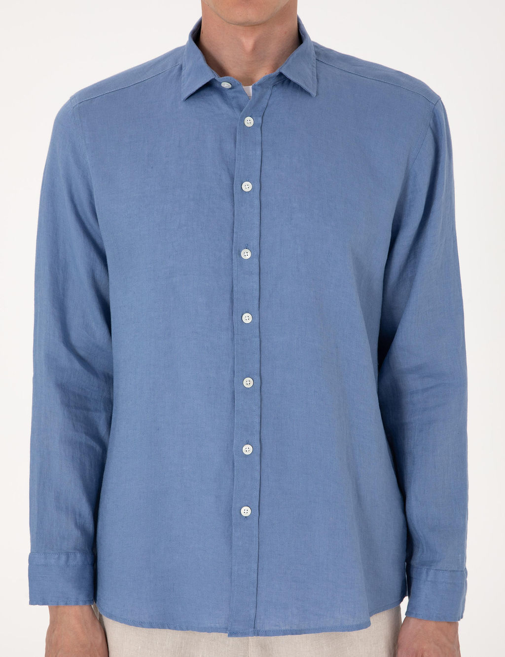 Mavi %100 Keten Regular Fit Uzunkollu G_mlek - Pierre cardin фото 7