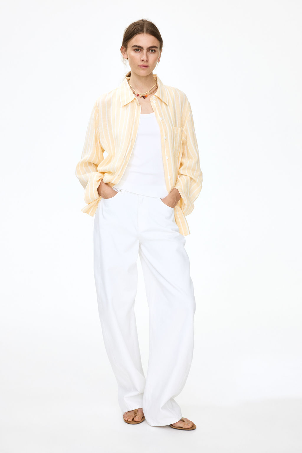 Camisa en mezcla de lino - H&m фото 8