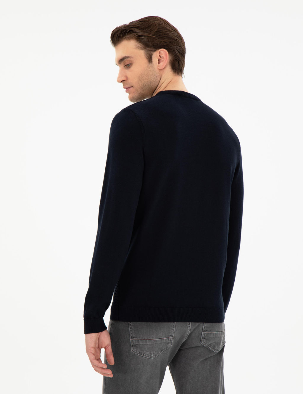 A__k Lacivert Slim Fit Bisiklet Yaka Triko Kazak - Pierre cardin фото 5