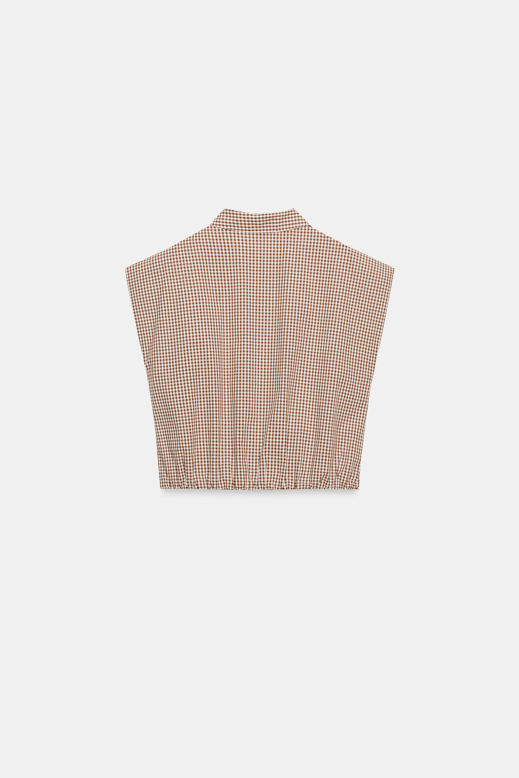 CAMISA CORTA CUADRO VICHY / marron/blanco