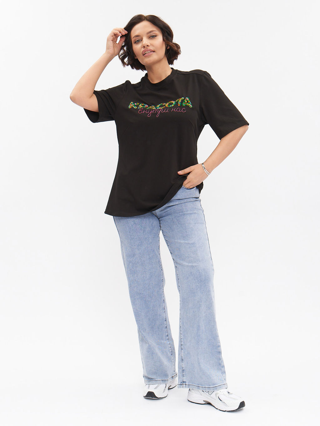 Футболка с вышивкой FU21602BLK01 - Артесса фото 3