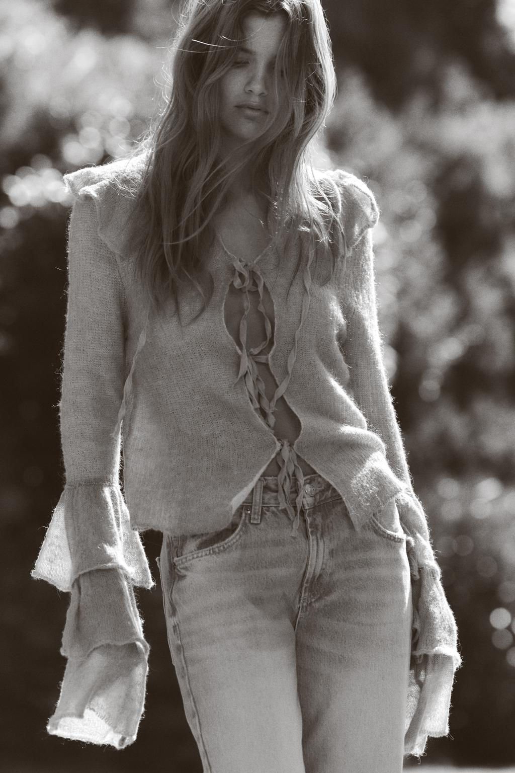 RUFFLED ALPACA AND FELT TEXTURE BLEND CARDIGAN - Zara фото 2