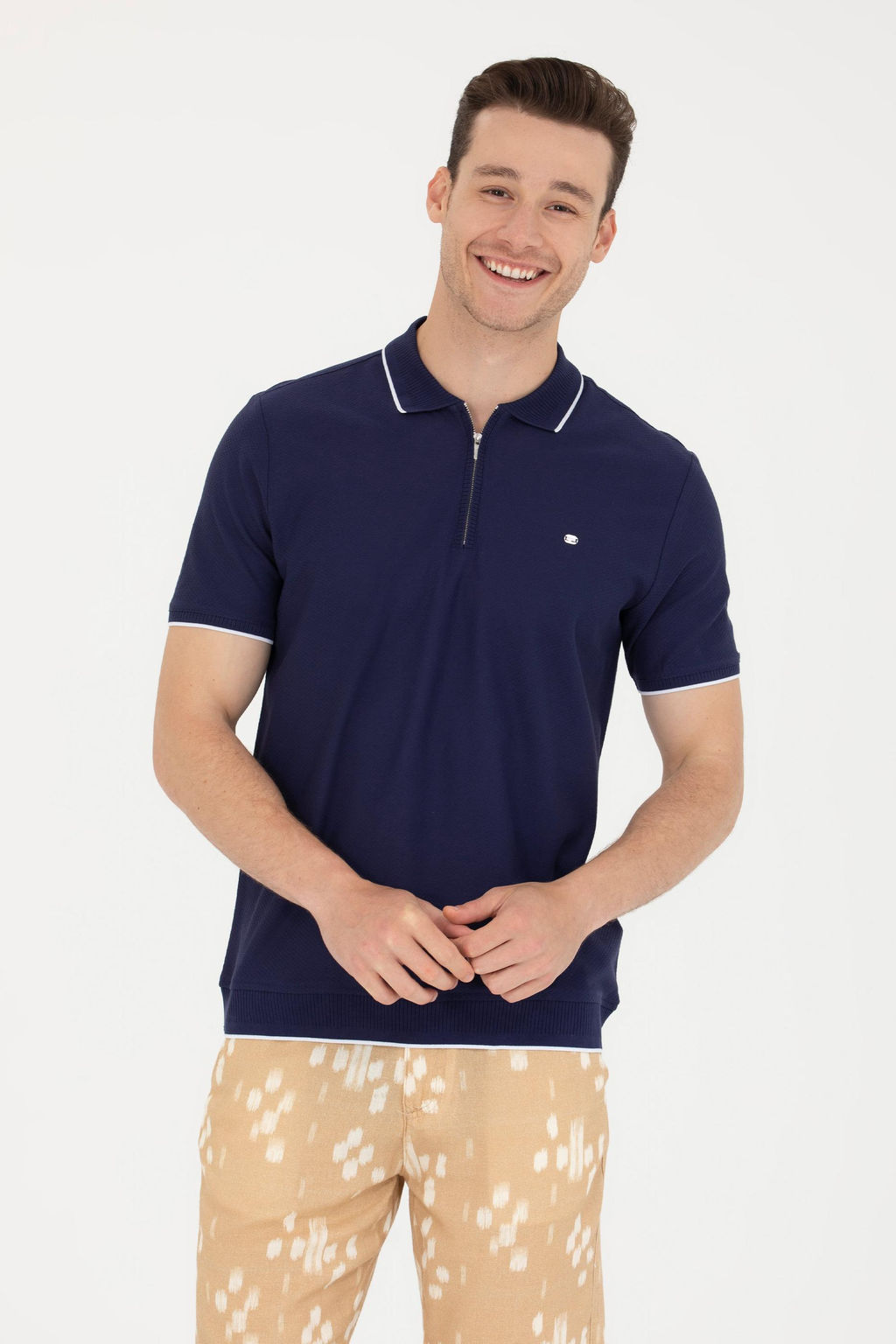 U. S. Polo Assn Мужская темно-синяя футболка с воротником-поло - U.s. polo assn фото 3