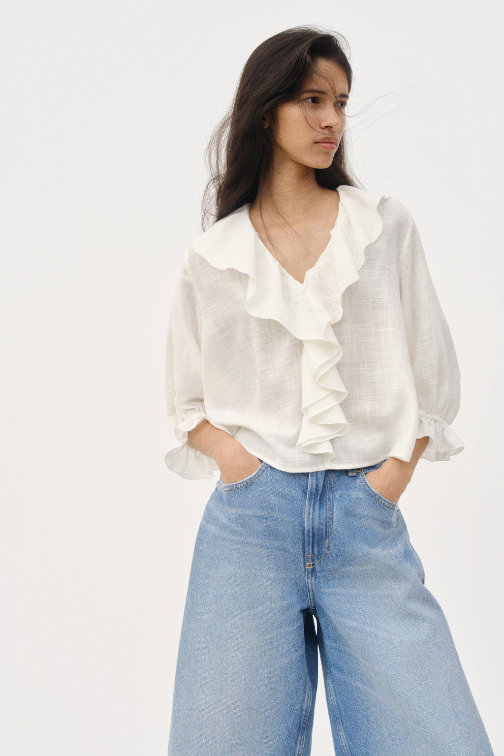 Blusa de volantes en mezcla de algod?n - H&m фото 4