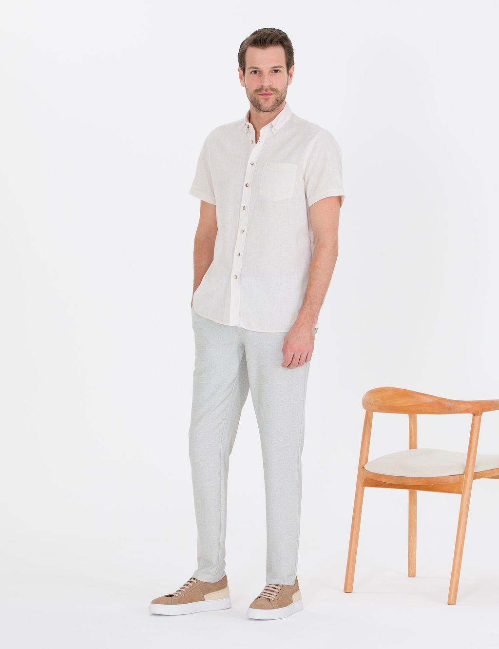 Bej Regular Fit K_sa Kollu G_mlek - Pierre cardin фото 4