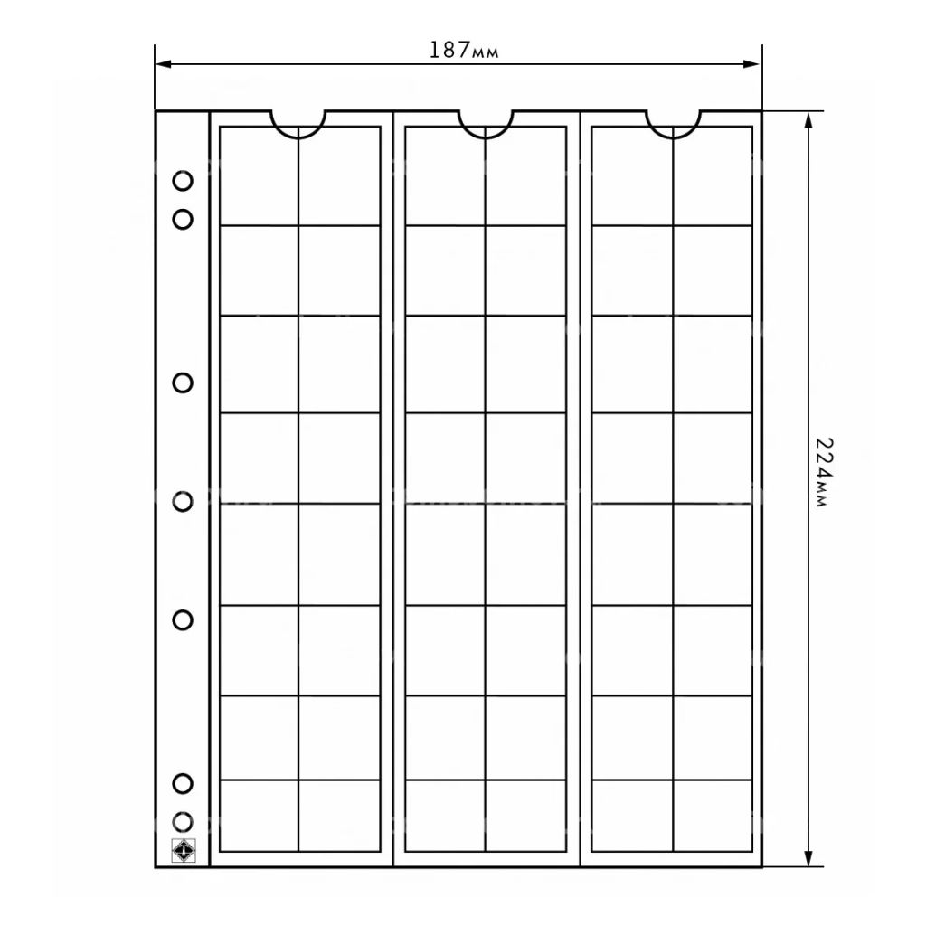 Лист выдвижной для 48 монет диаметром до 17 мм формат Numis LEUCHTTURM 301127