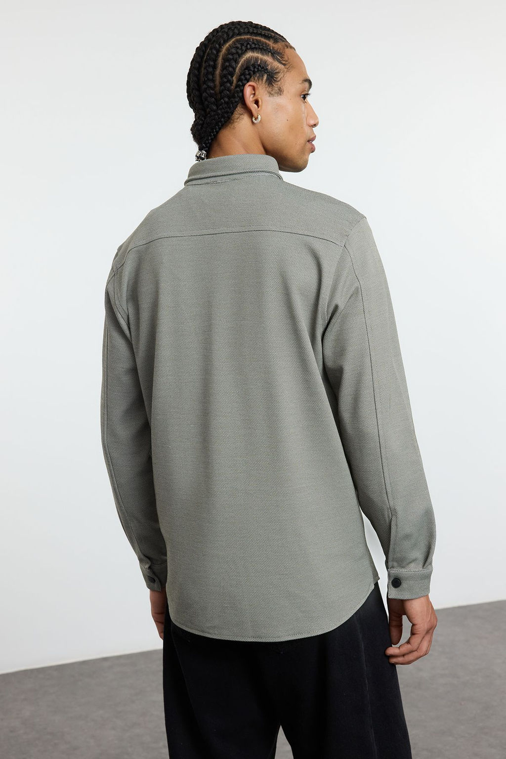 TRENDYOL MAN Bej Regular Fit Orme Rahat K?sl?k Dokulu. Ceket Gomlek TMNAW25GO00016 - Trendyolmilla фото 5