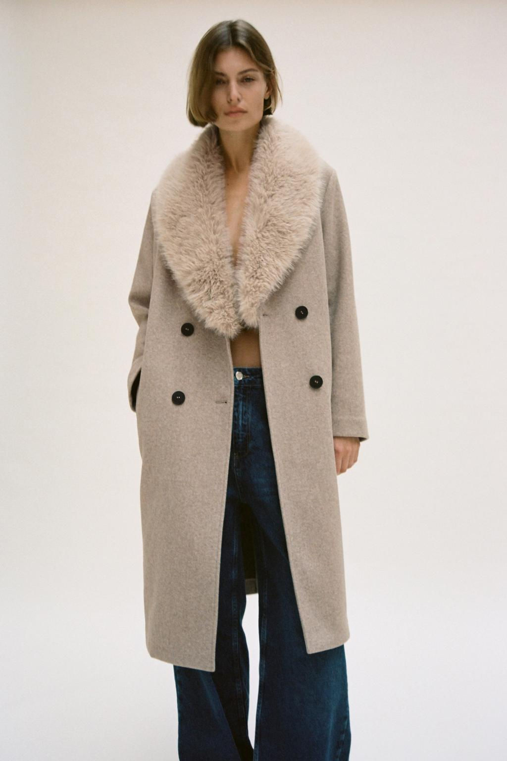 FAUX FUR LAPEL COAT - Zara фото 2
