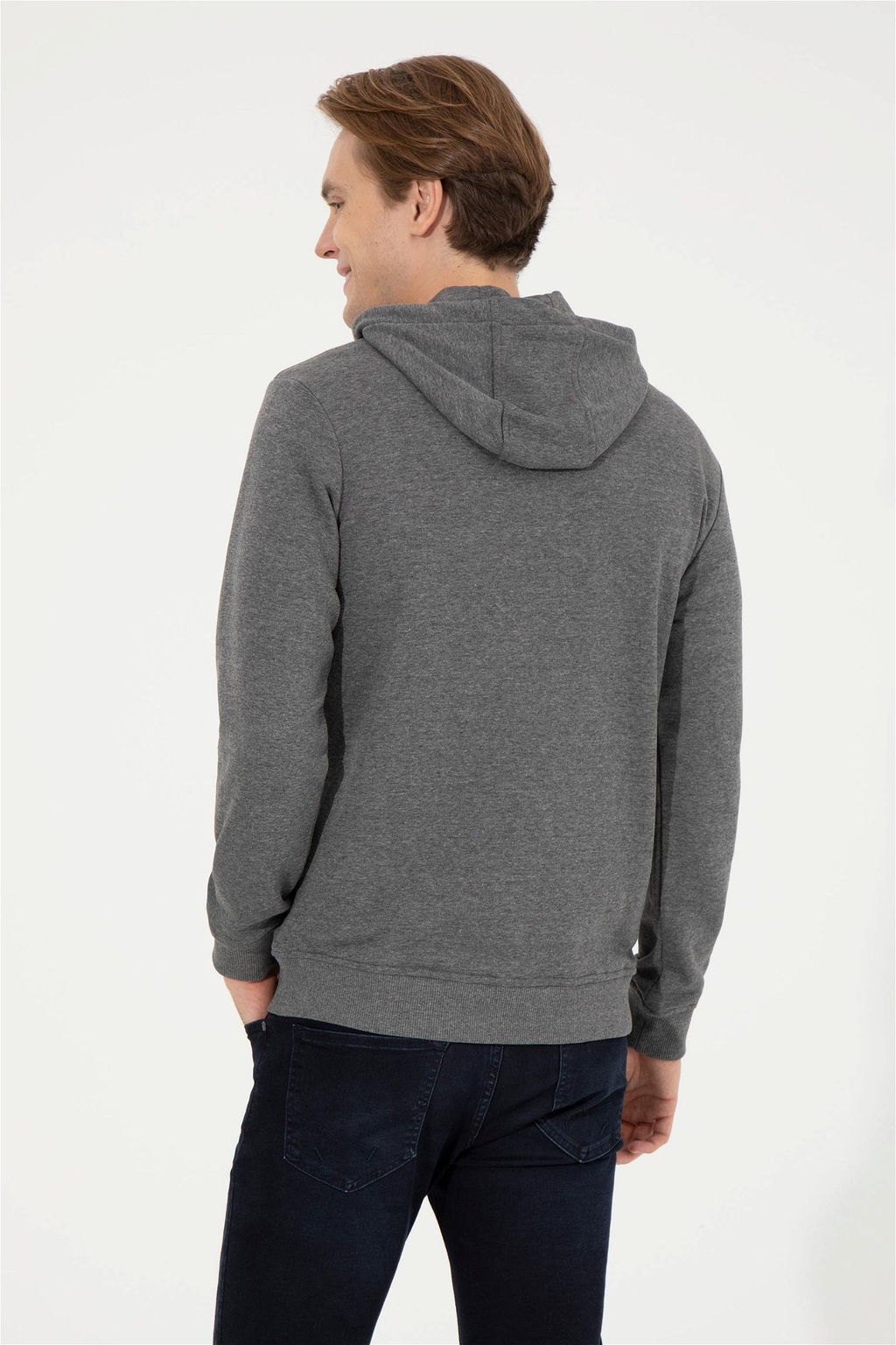 Свитшот мужской U. S. Polo Assn антрацитовый меланж из хлопка - U.s. polo assn фото 11