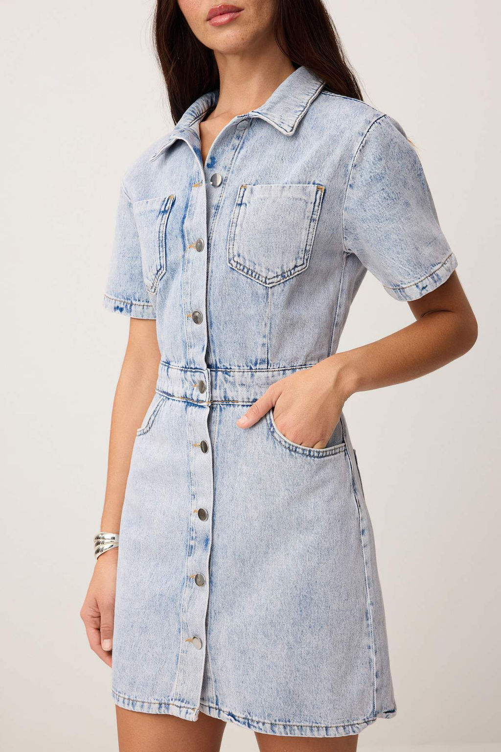 Premium Ac?k Mavi Ozel Kumas Midi Denim Elbise TWOSS26EL00277 - Trendyolmilla фото 3