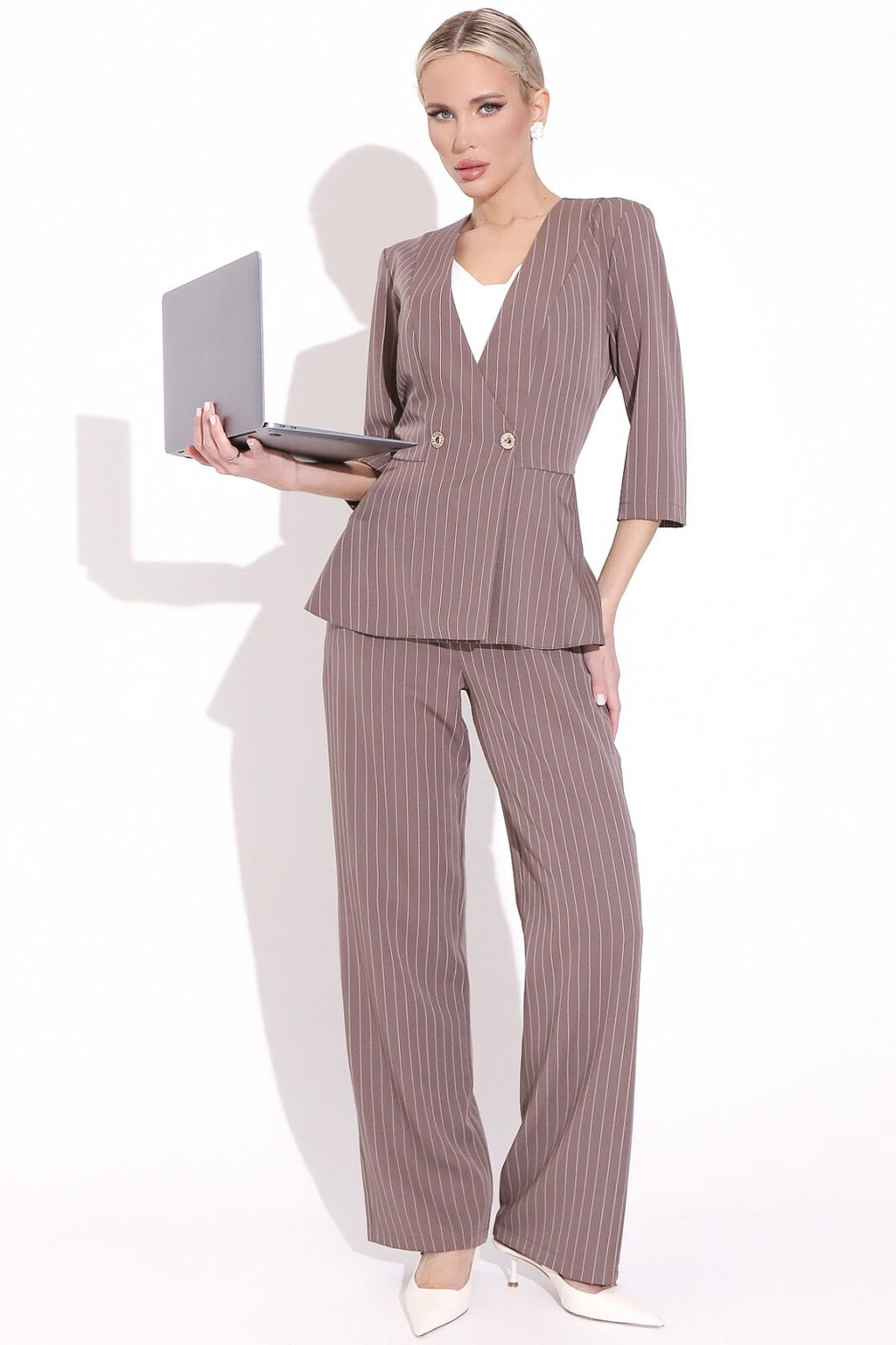 Жакет Фламинго (полоска/мокко) - Эльза фото 3