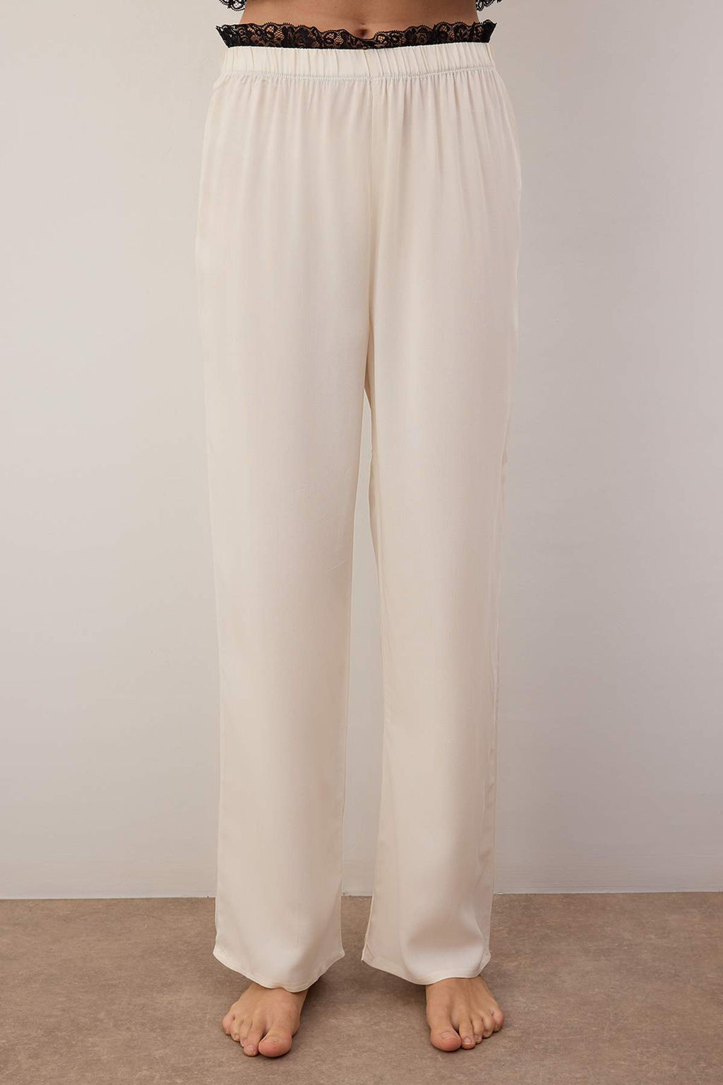 Ekru Duz Shally Dokuma Pijama Tak?m? THMAW26PT00198 - Trendyolmilla фото 3