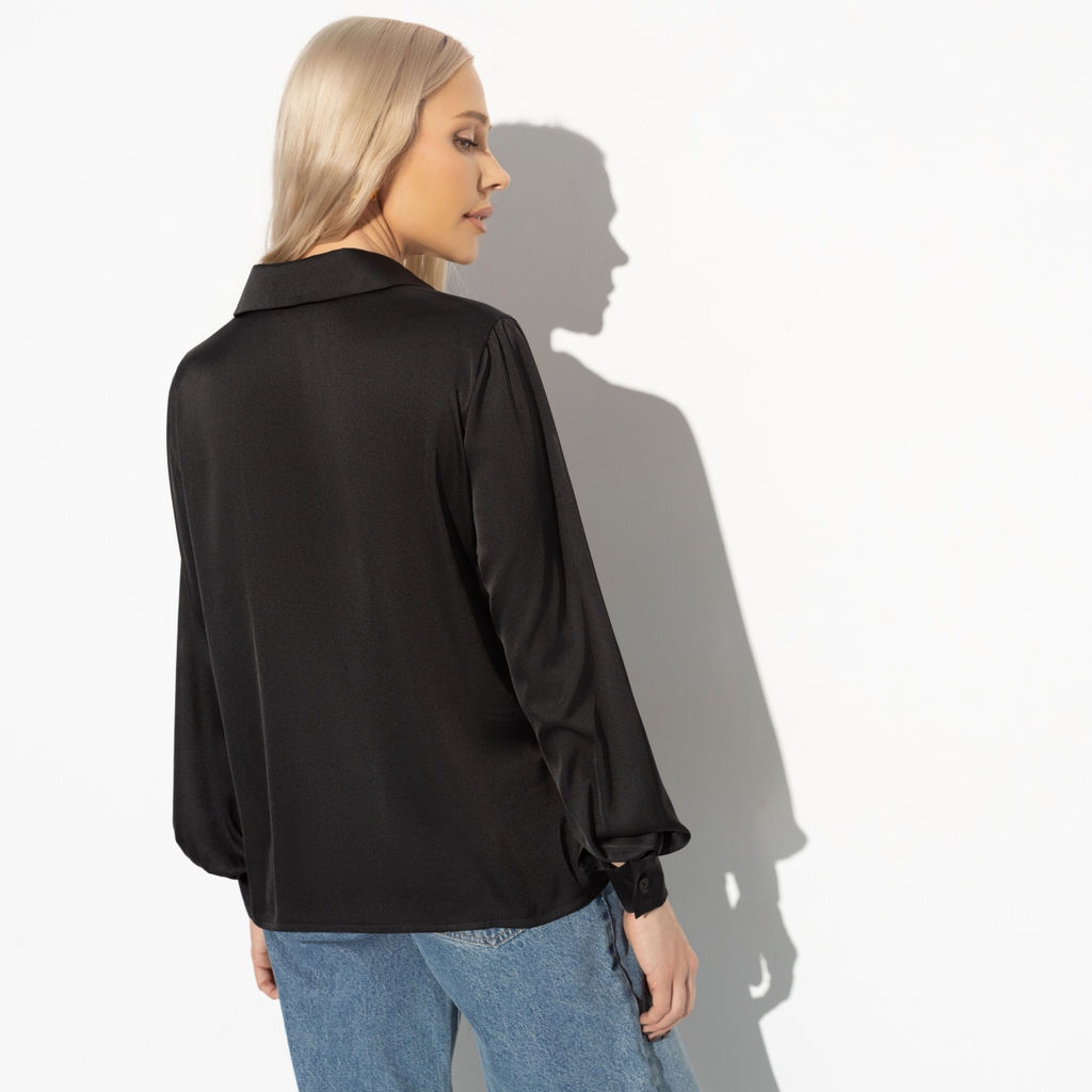 Рубашка из шелка, Цветущее очарование (черная) - Charutti фото 5