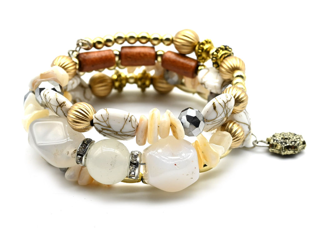 Браслет на пружинке Лето с агатом тонированным цв.зеленый Радуга камня  фото 9