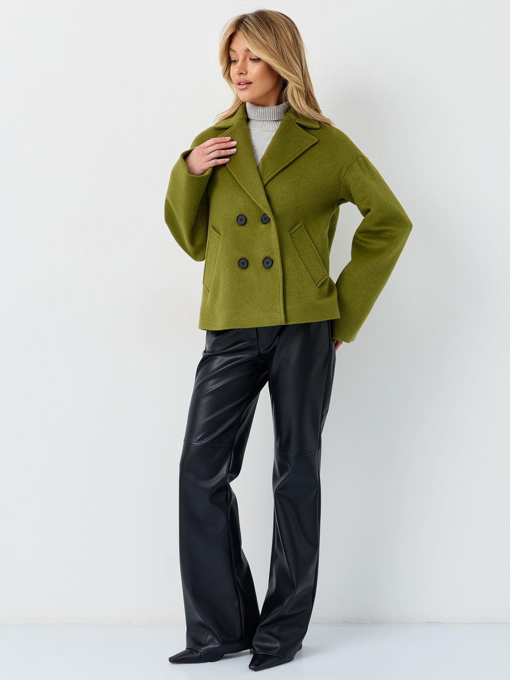 Пальто женское демисезонное 27332 (лайм ворсовый) - Kankan фото 2