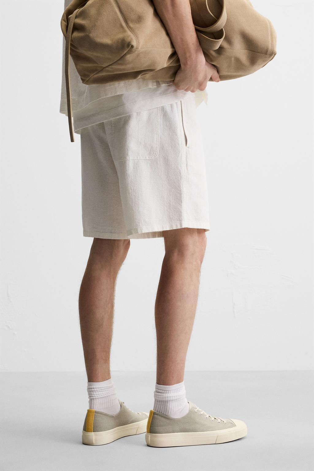 EMBROIDERED TEXTURED BERMUDA SHORTS - Zara фото 14