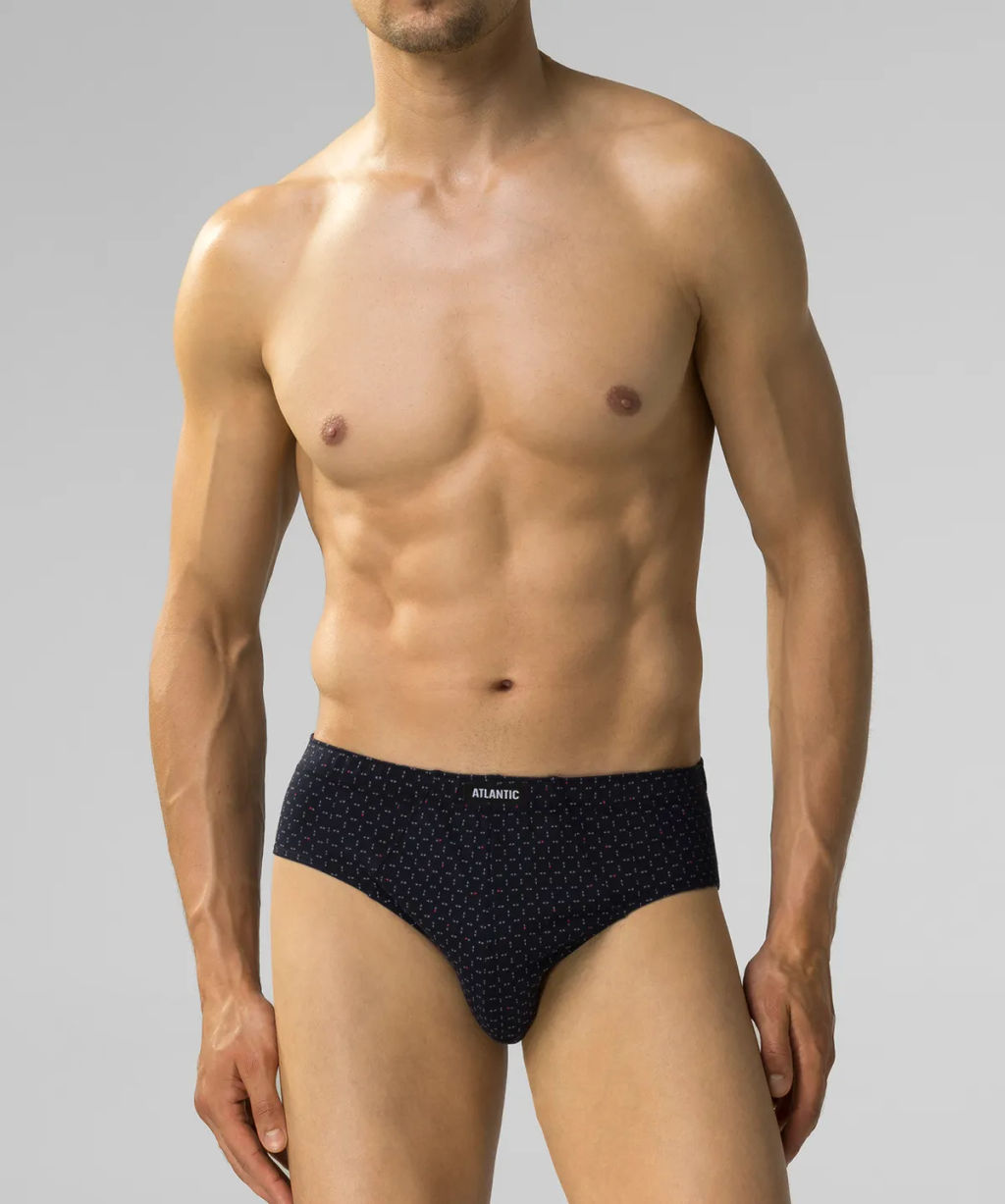 ATLANTIC 3MP-182 Трусы классика Check - набор 3 шт. темно-синий + бургунди + голубой  фото 2