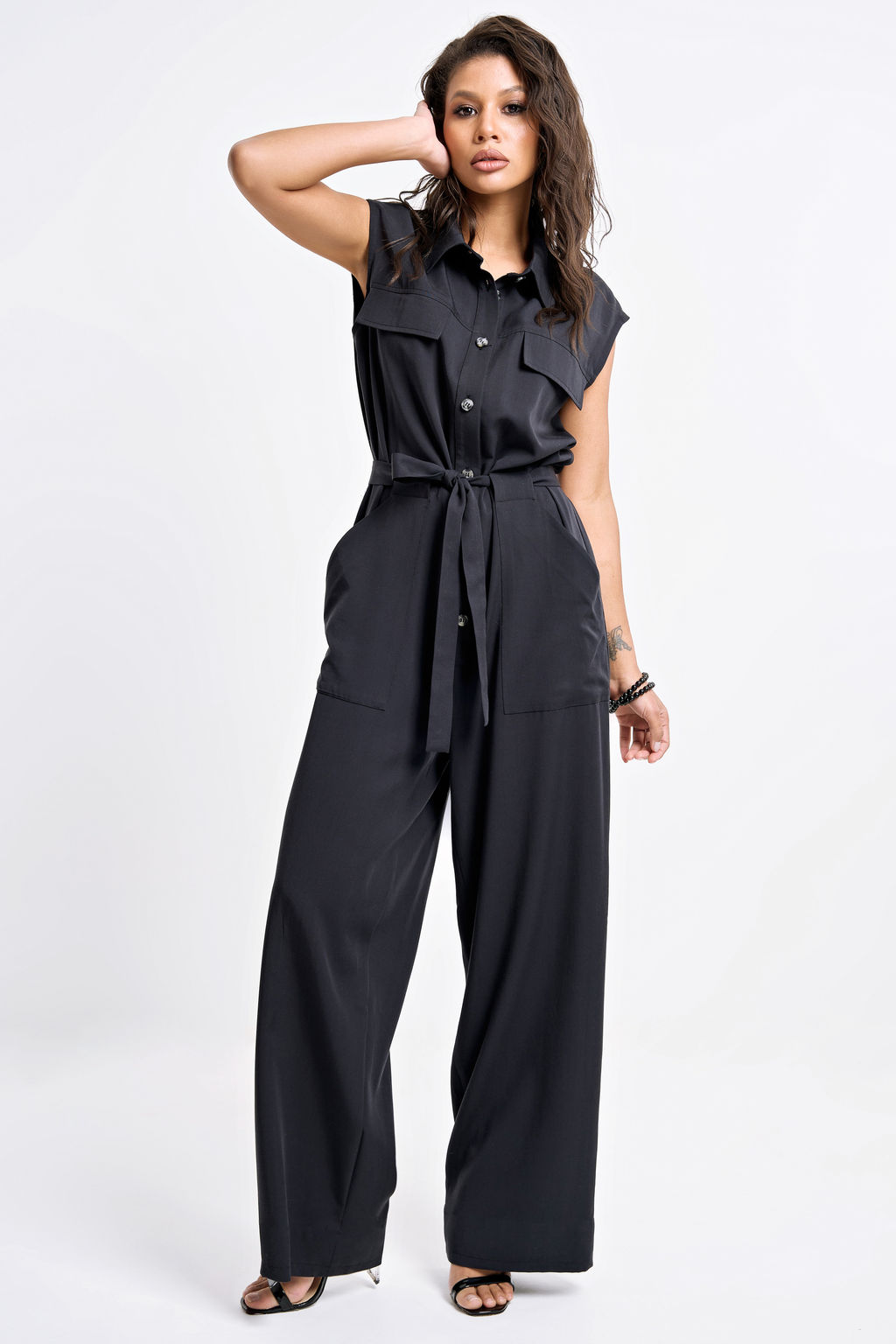 Комбинезон с брюками деловой офисный черный