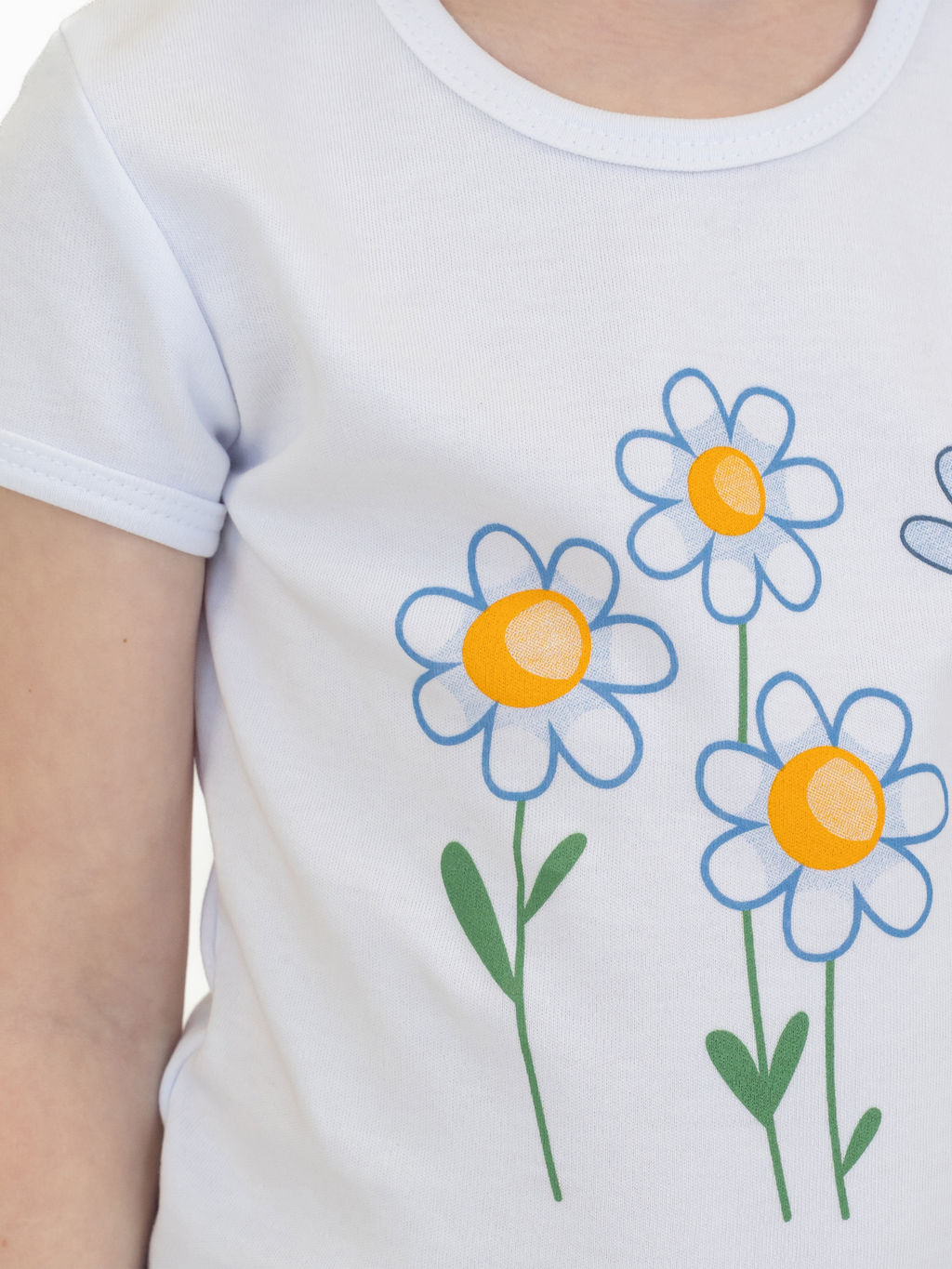 Костюм детский белый/голубой/ромашки 7059п (92, 56)