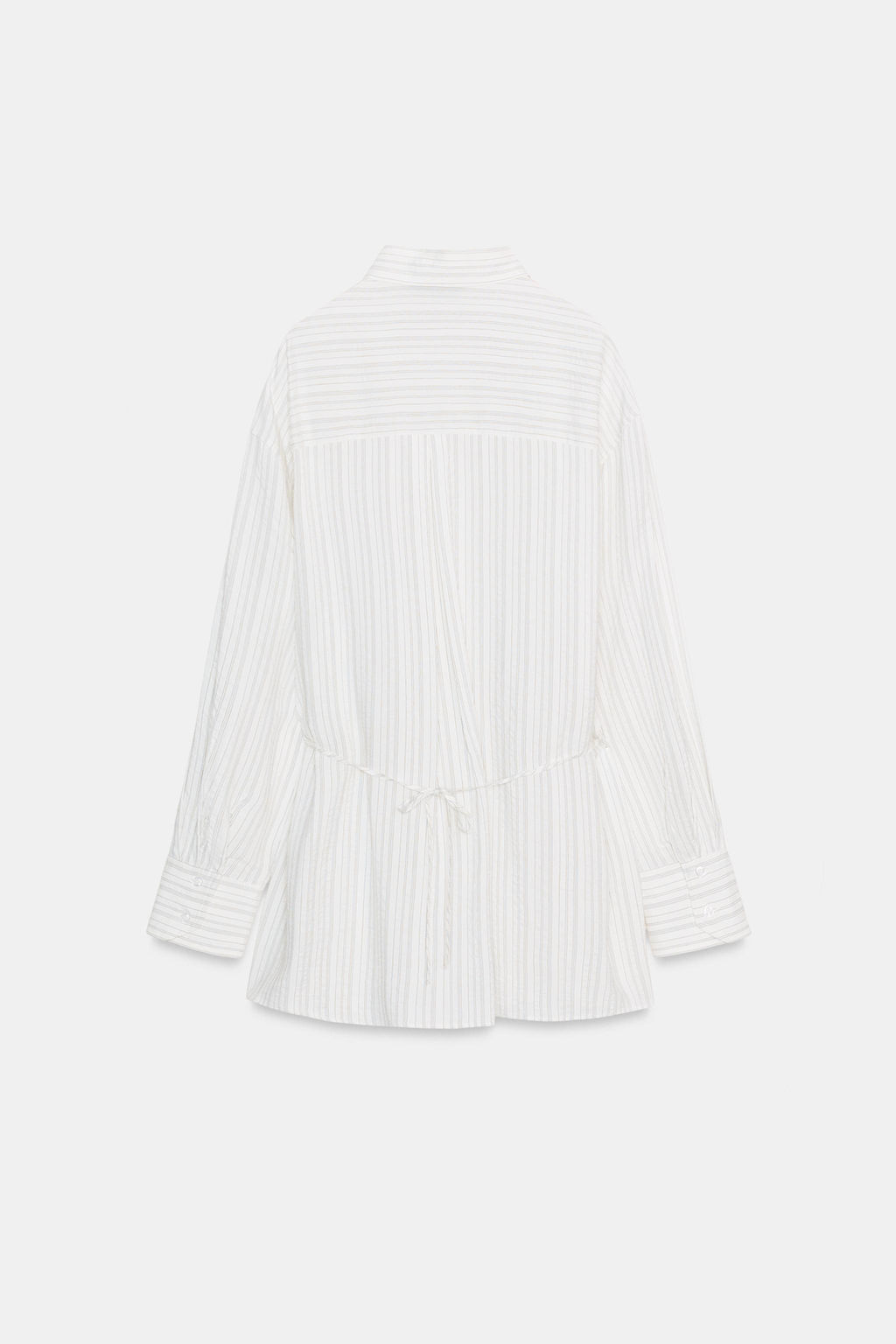 CAMISA LARGA RAYAS CINTUR?N / Blanco / Negro - Zara фото 3